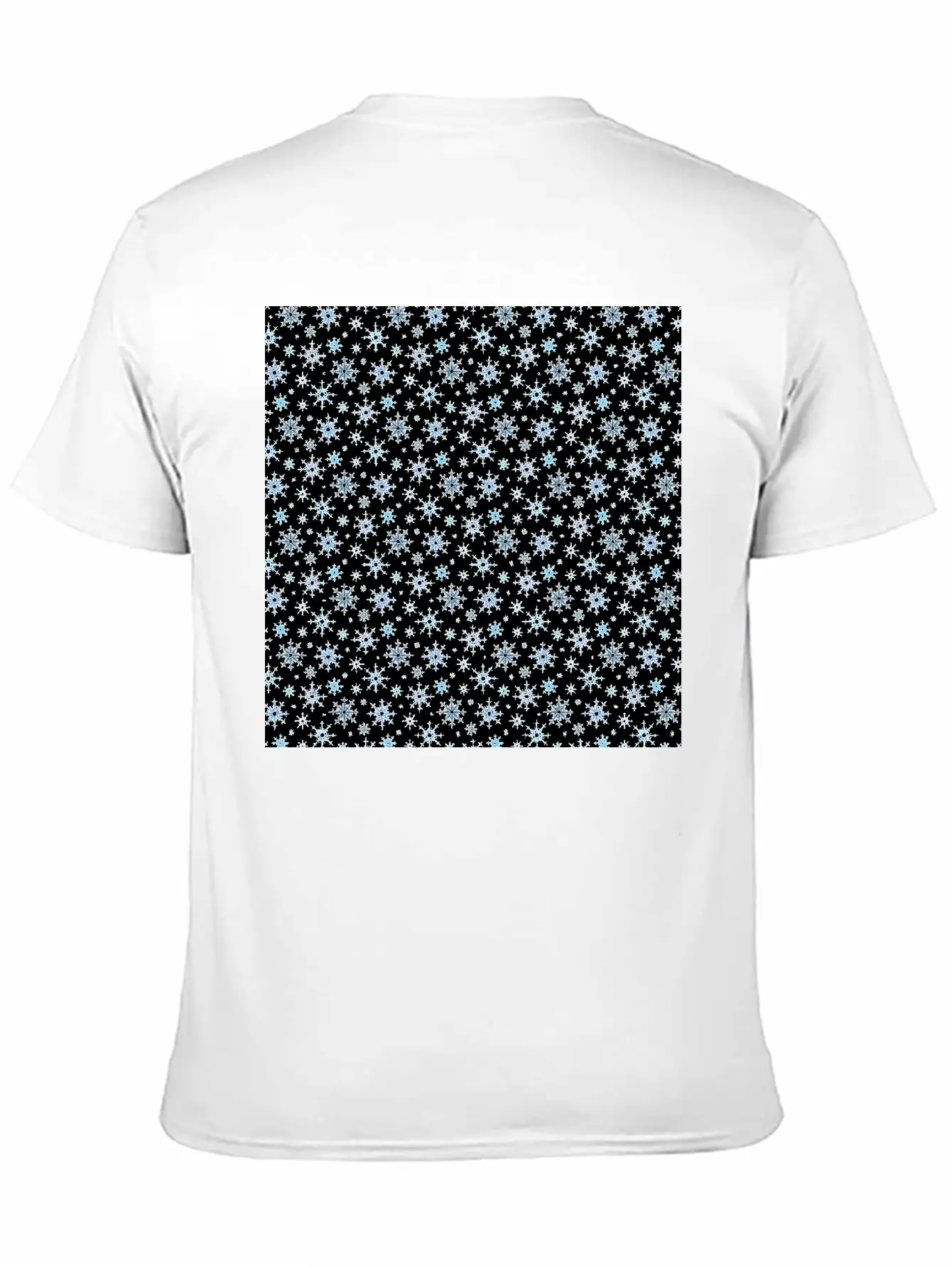 Modern Snowflakes Pattern White Blue Unisex Casual T-Shirt – Clean Design For Daily Comfort