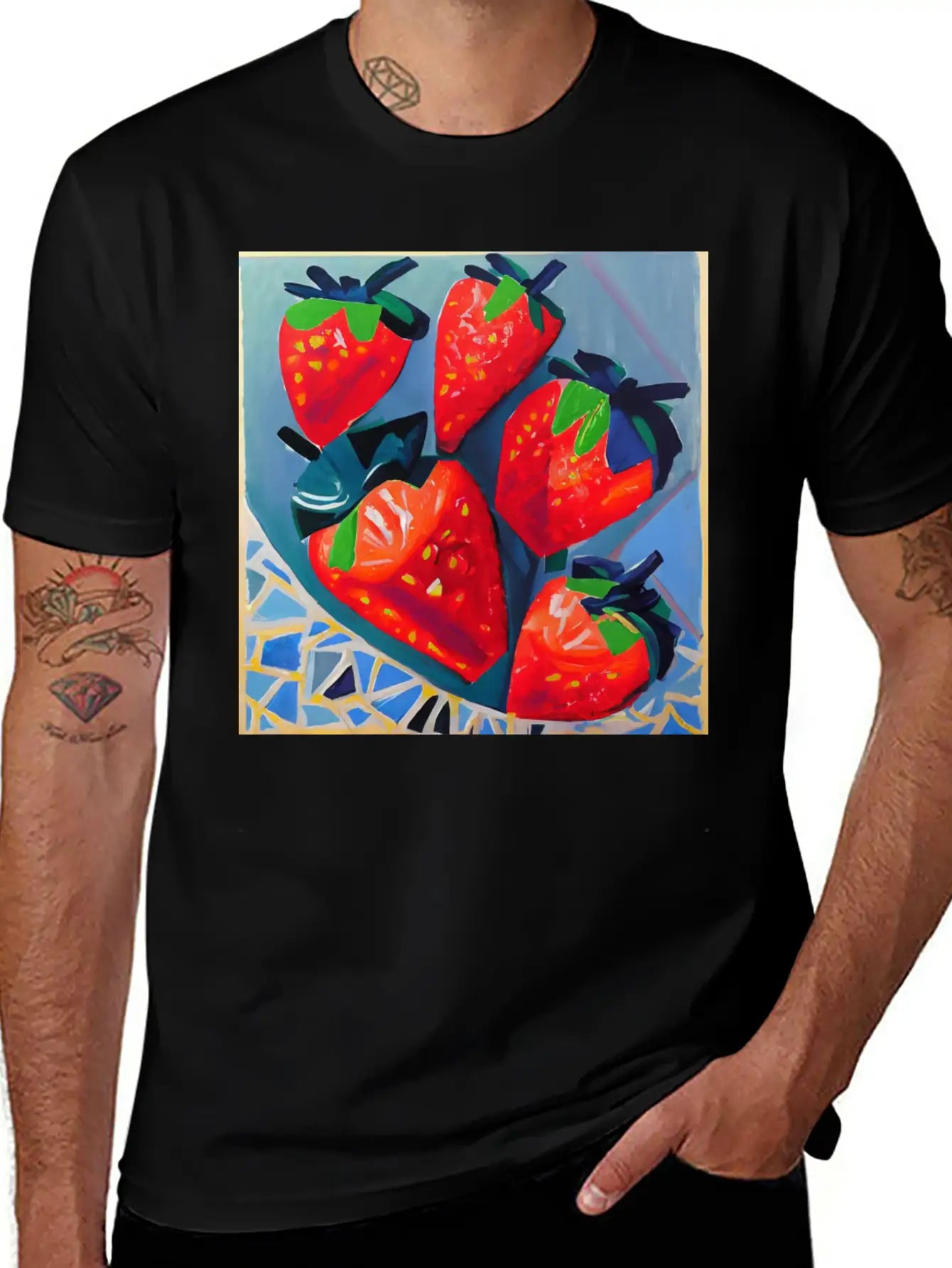 Modern Strawberries Unisex Short Sleeve Soft Cotton T-Shirt – Casual Everyday Wear