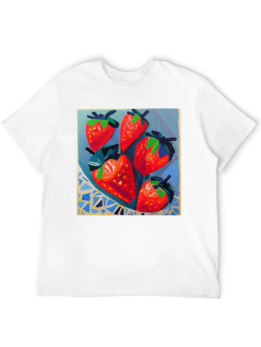 Modern Strawberries Unisex Short Sleeve Soft Cotton T-Shirt – Casual Everyday Wear