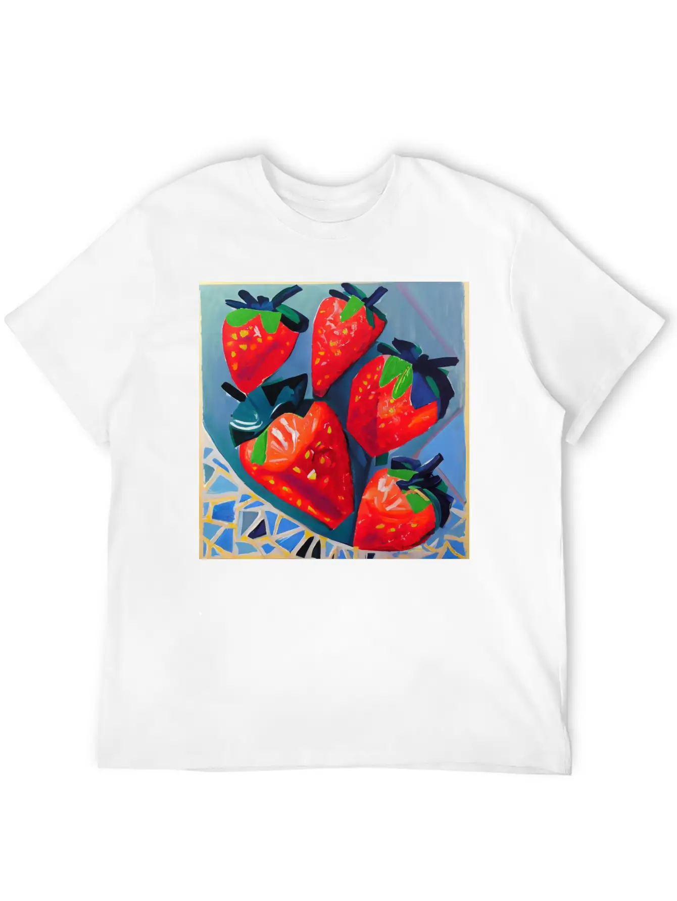 Modern Strawberries Unisex Short Sleeve Soft Cotton T-Shirt – Casual Everyday Wear
