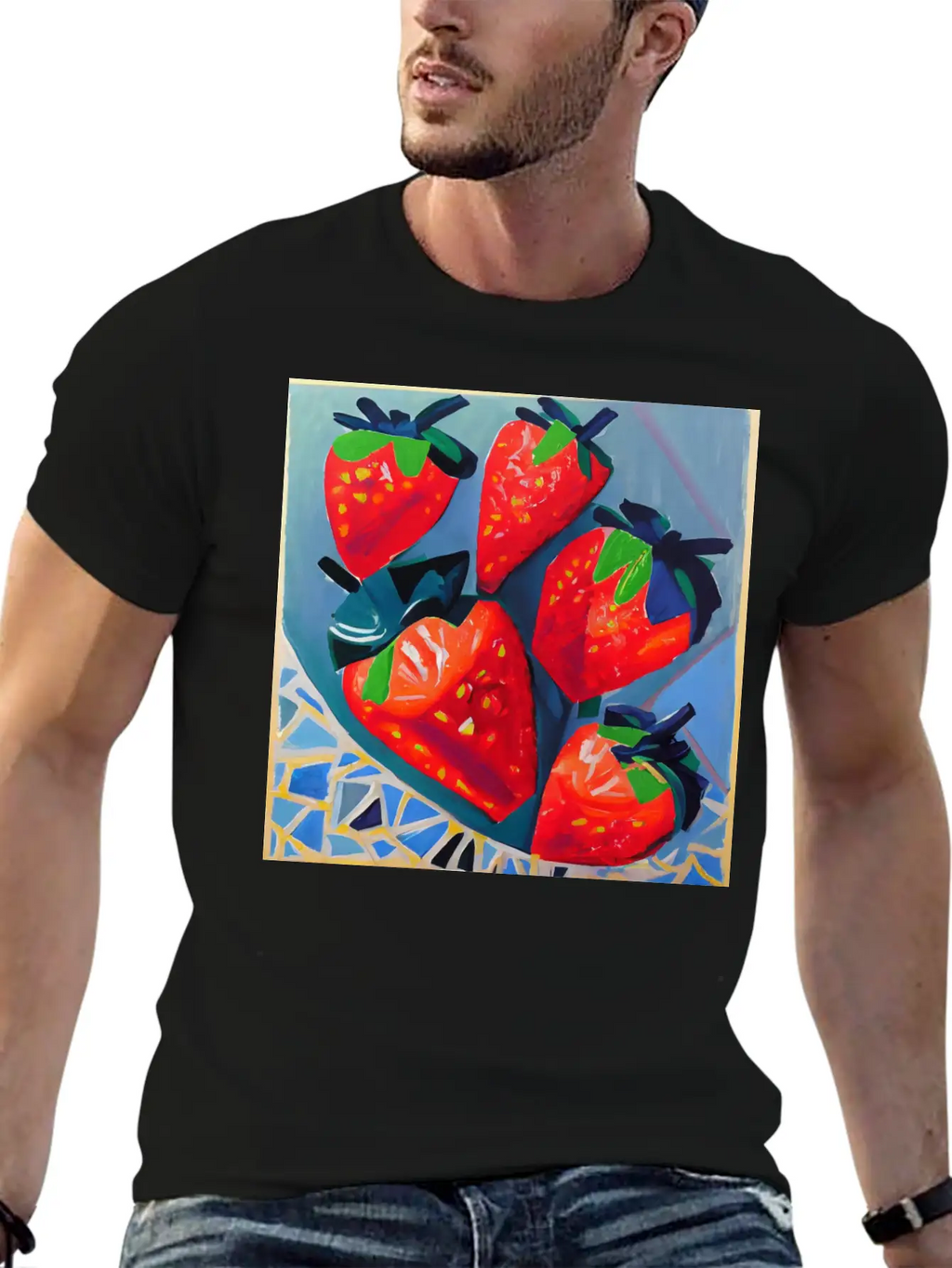 Modern Strawberries Unisex Short Sleeve Soft Cotton T-Shirt – Casual Everyday Wear