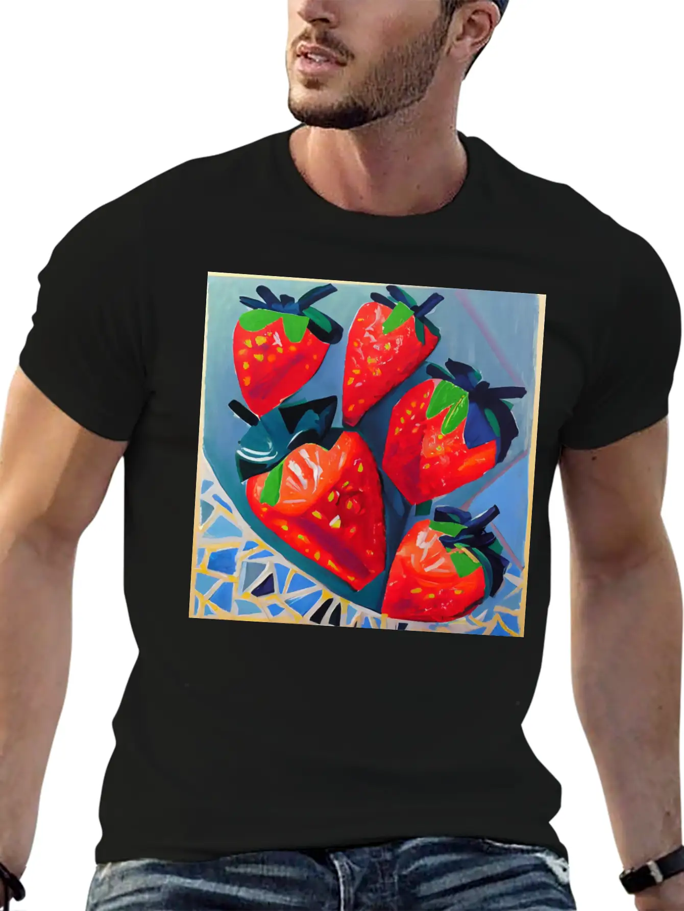 Modern Strawberries Unisex Short Sleeve Soft Cotton T-Shirt – Casual Everyday Wear