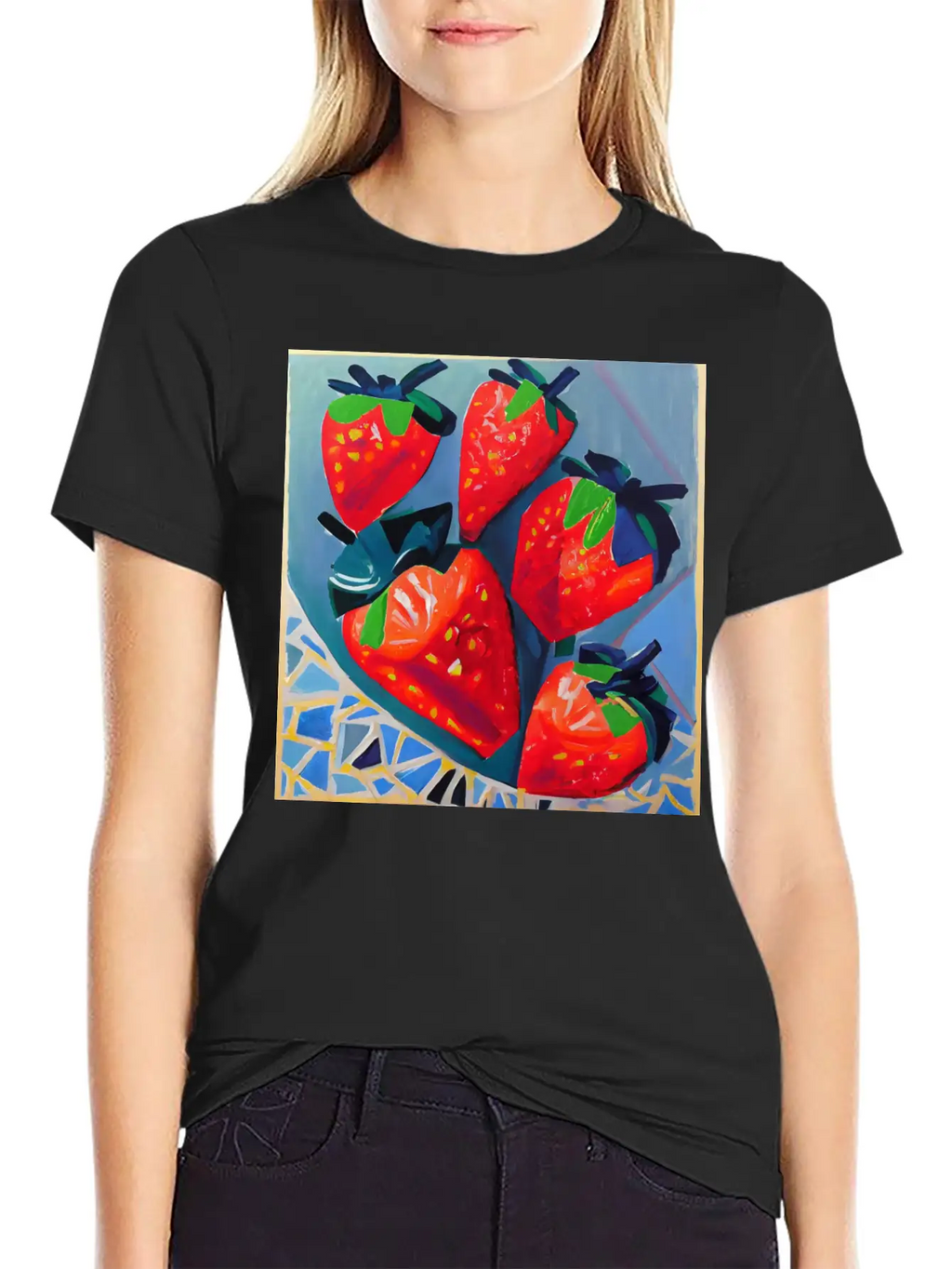 Modern Strawberries Unisex Short Sleeve Soft Cotton T-Shirt – Casual Everyday Wear