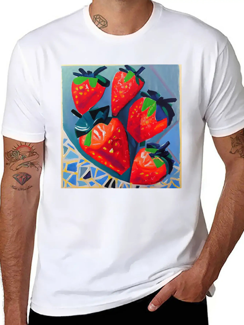 Modern Strawberries Unisex Short Sleeve Soft Cotton T-Shirt – Casual Everyday Wear