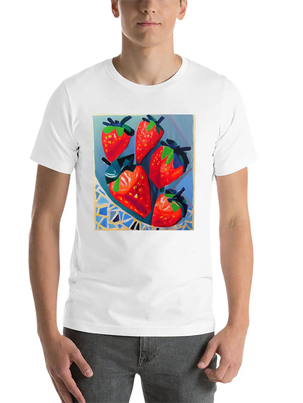 Modern Strawberries Unisex Short Sleeve Soft Cotton T-Shirt – Casual Everyday Wear