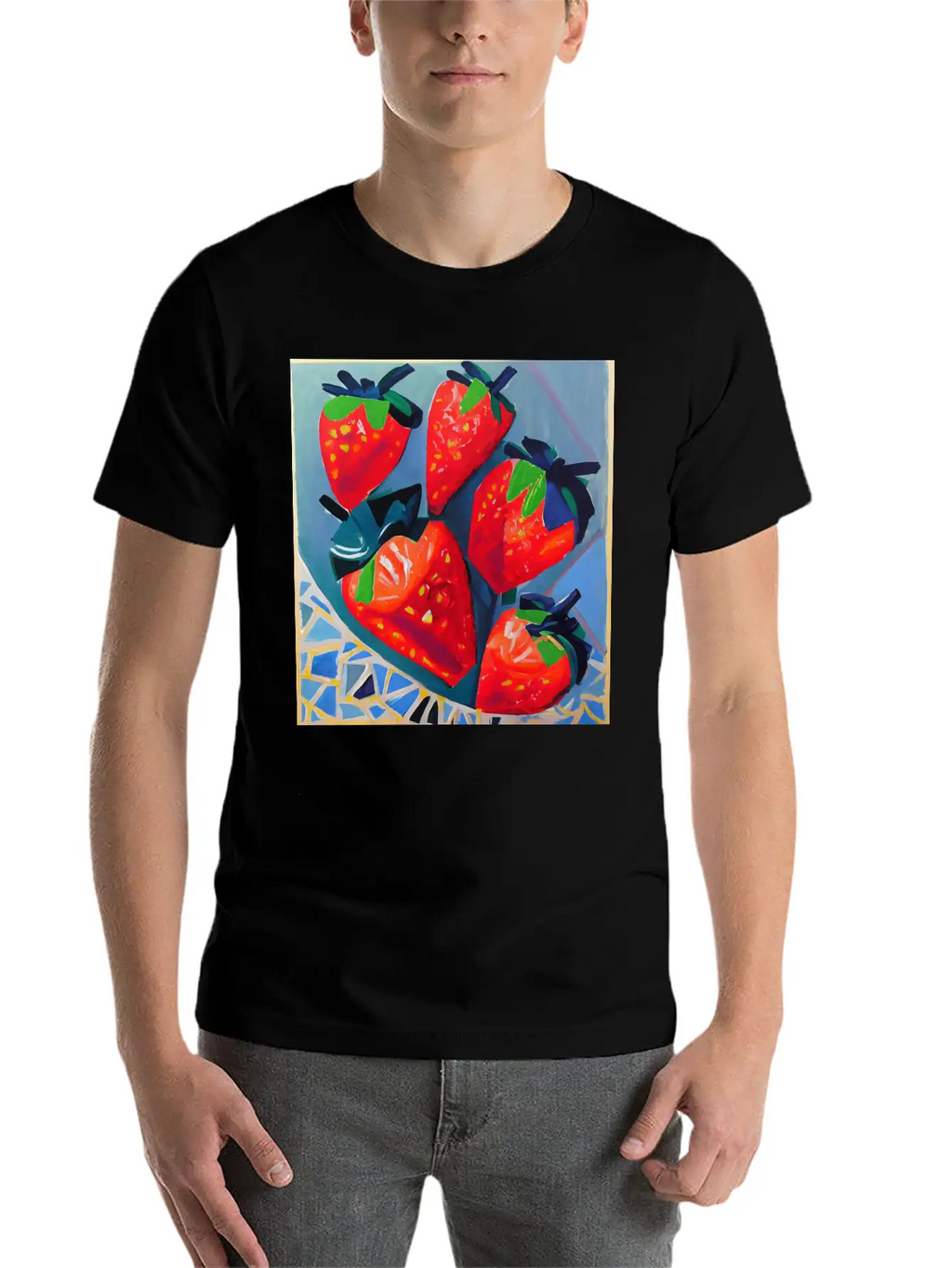 Modern Strawberries Unisex Short Sleeve Soft Cotton T-Shirt – Casual Everyday Wear