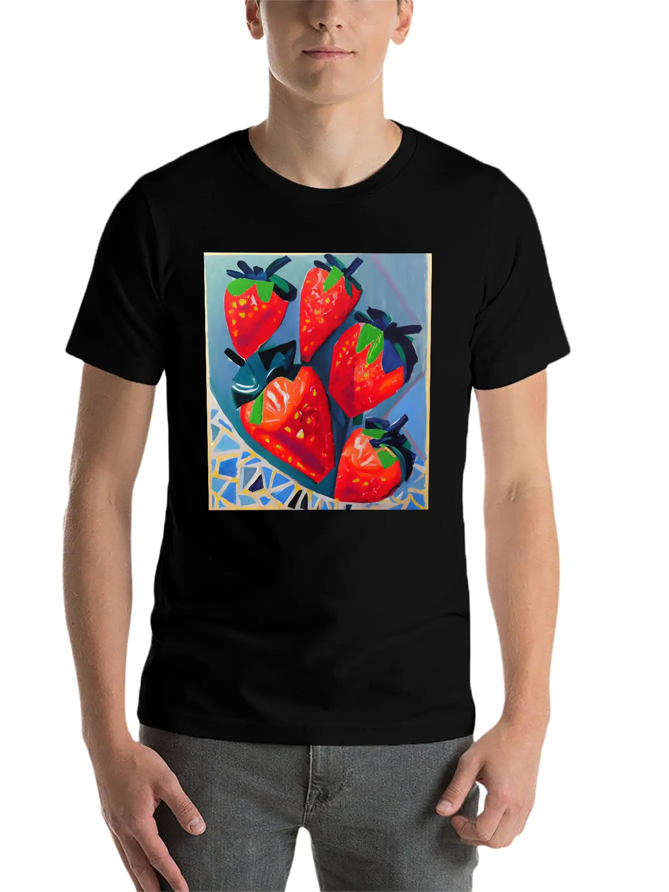 Modern Strawberries Unisex Short Sleeve Soft Cotton T-Shirt – Casual Everyday Wear