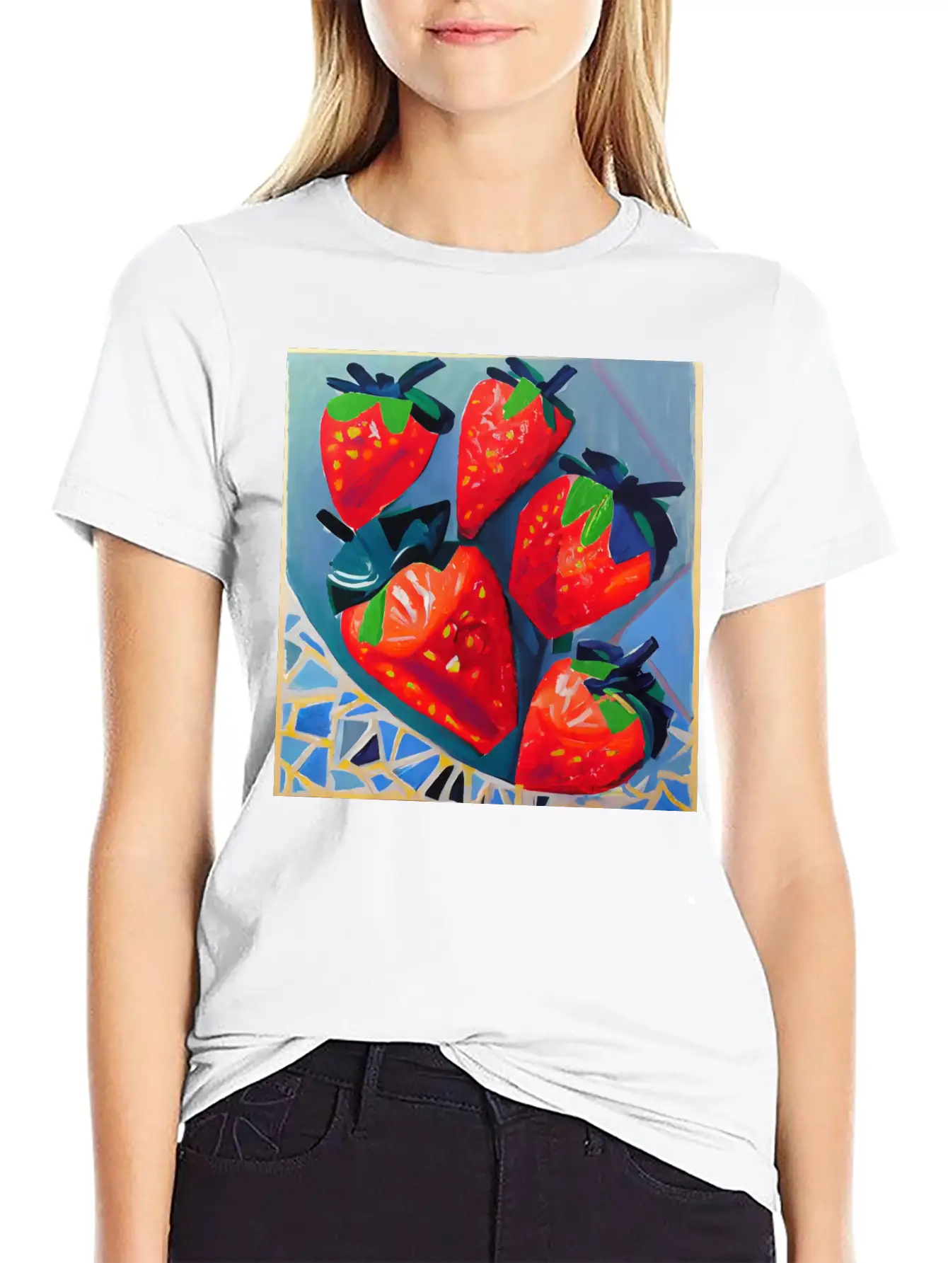 Modern Strawberries Unisex Short Sleeve Soft Cotton T-Shirt – Casual Everyday Wear