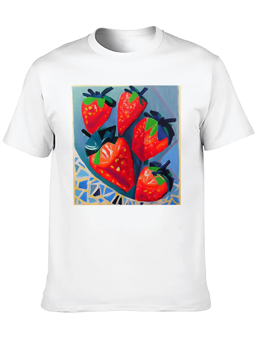 Modern Strawberries Unisex Short Sleeve Soft Cotton T-Shirt – Casual Everyday Wear