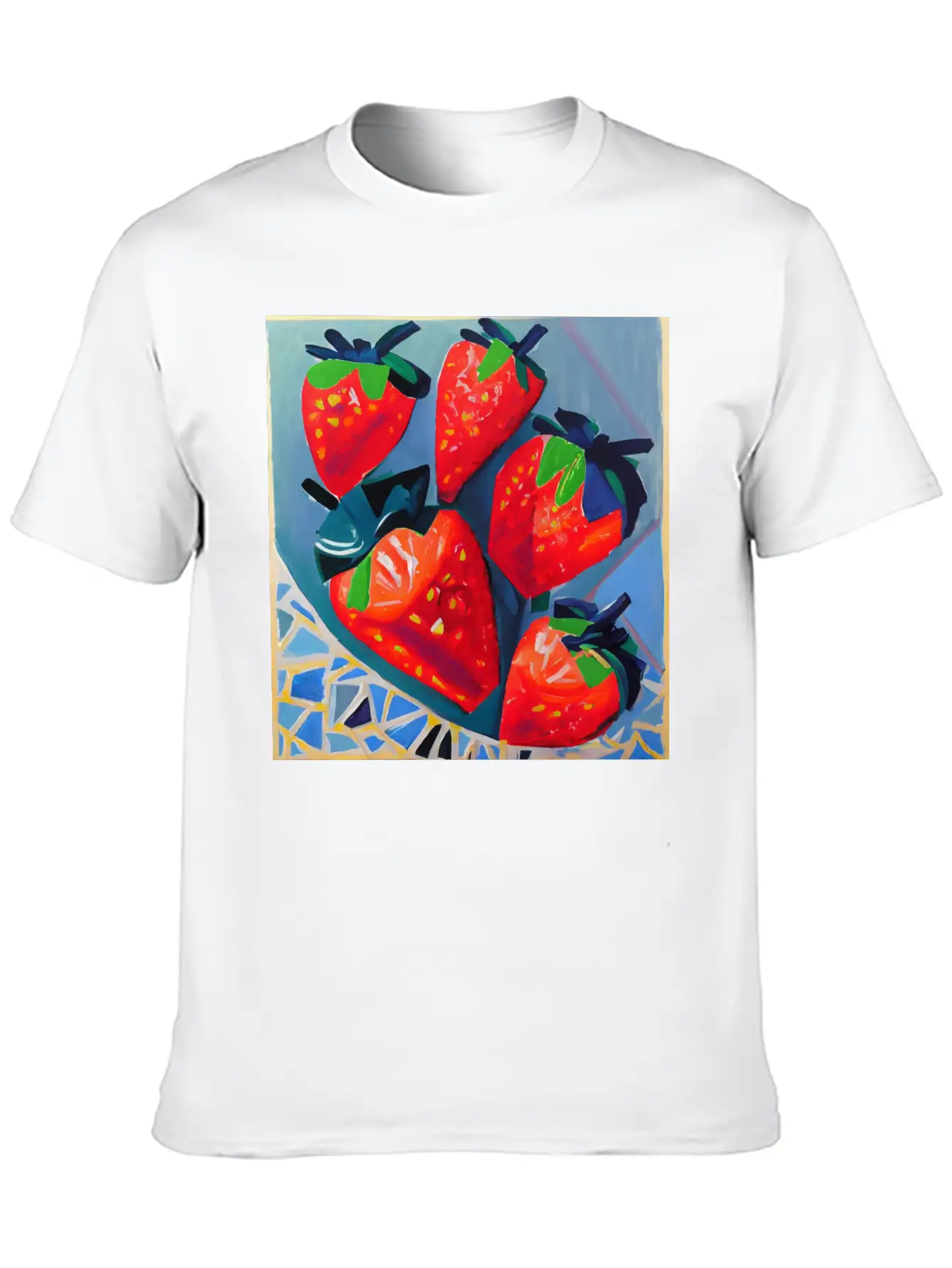 Modern Strawberries Unisex Short Sleeve Soft Cotton T-Shirt – Casual Everyday Wear