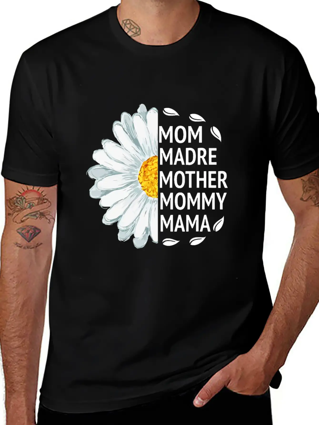 Mom Madre Mother Mommy Mama Love Daisy Flower Unisex Casual T-Shirt – Clean Design For Daily Comfort
