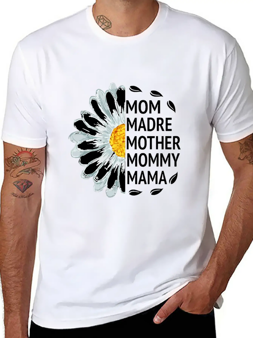 Mom Madre Mother Mommy Mama Love Daisy Flower Unisex Casual T-Shirt – Clean Design For Daily Comfort