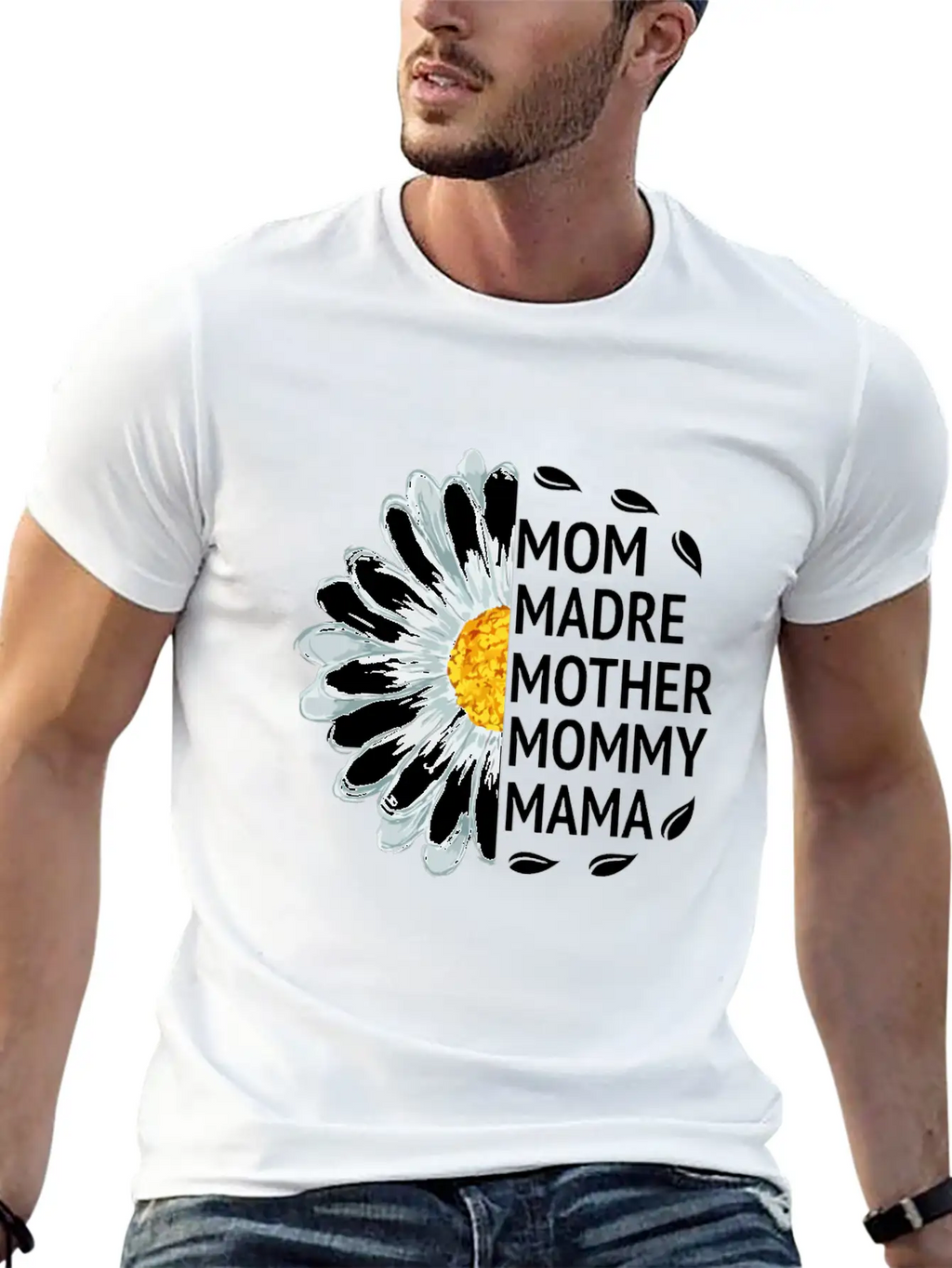 Mom Madre Mother Mommy Mama Love Daisy Flower Unisex Casual T-Shirt – Clean Design For Daily Comfort