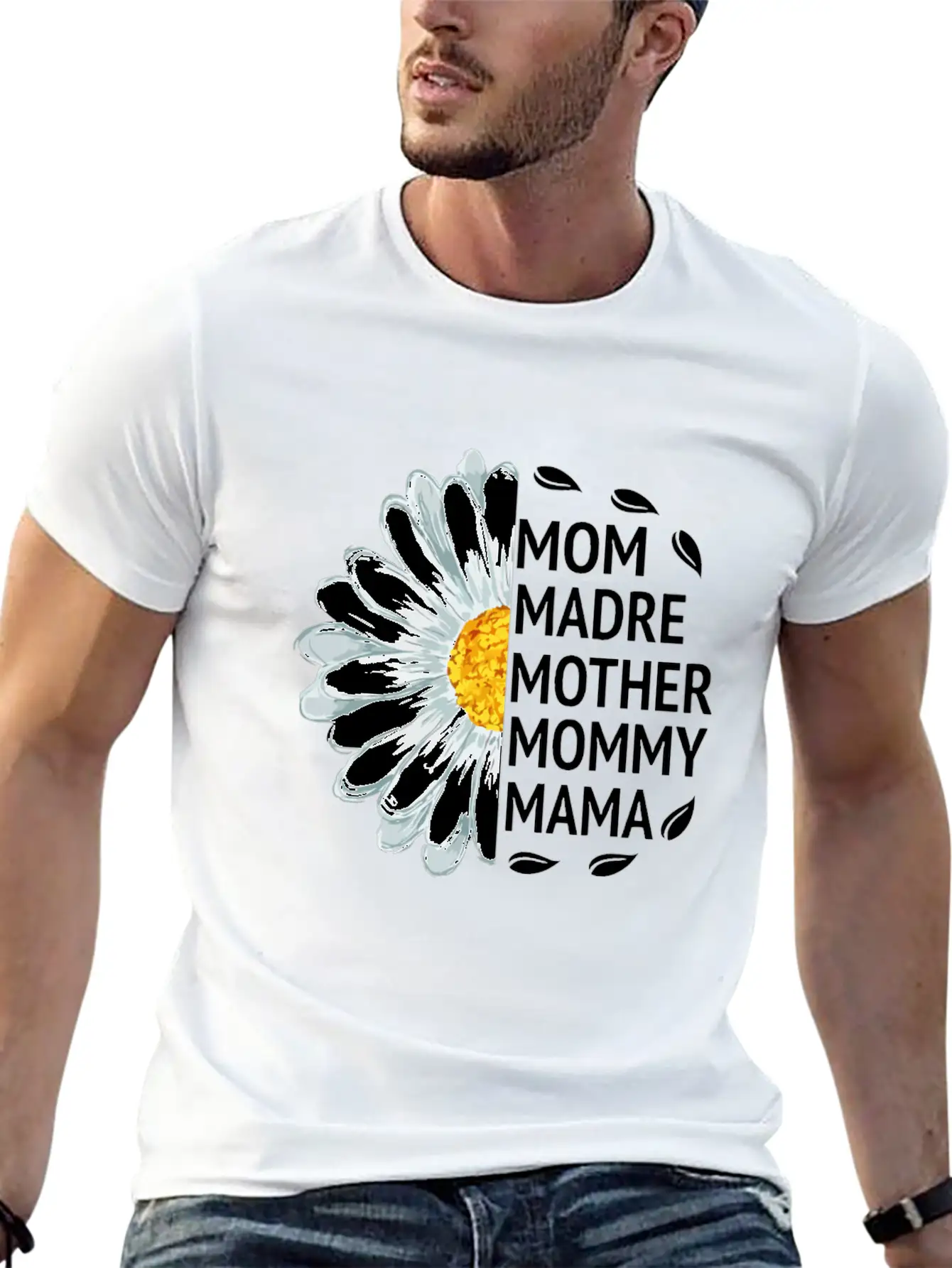 Mom Madre Mother Mommy Mama Love Daisy Flower Unisex Casual T-Shirt – Clean Design For Daily Comfort