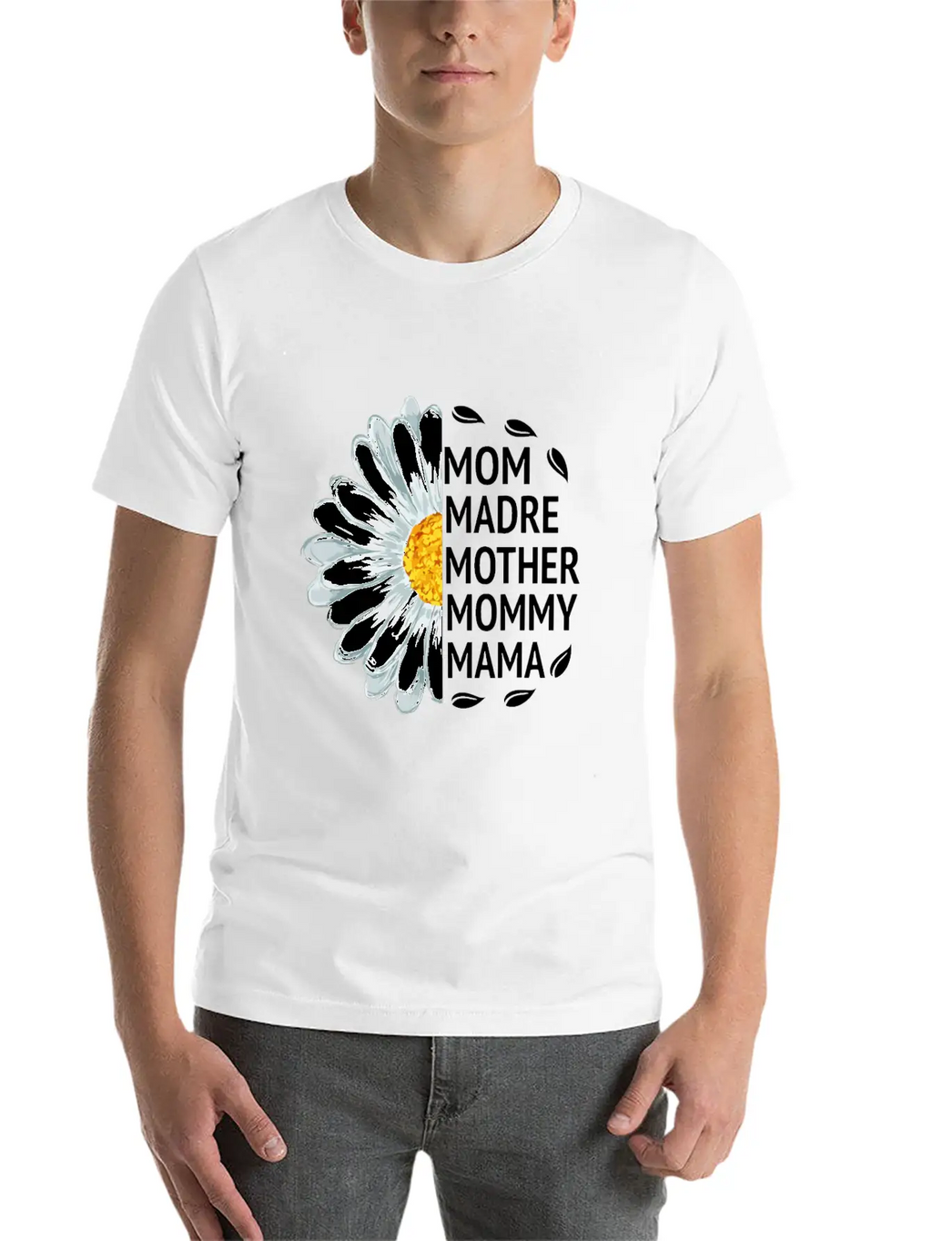 Mom Madre Mother Mommy Mama Love Daisy Flower Unisex Casual T-Shirt – Clean Design For Daily Comfort