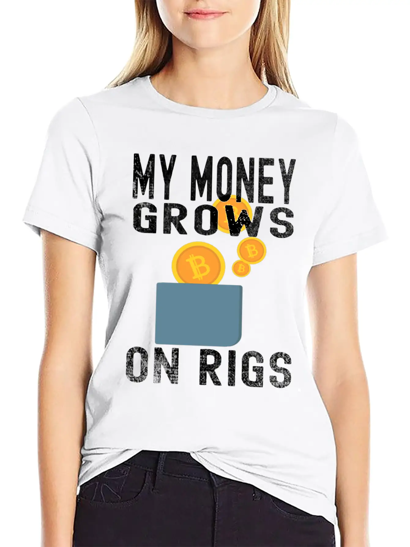 Money Grows On Rigs, Bitcoin & Ethereum Mining Unisex Casual T-Shirt – Clean Design For Daily Comfort