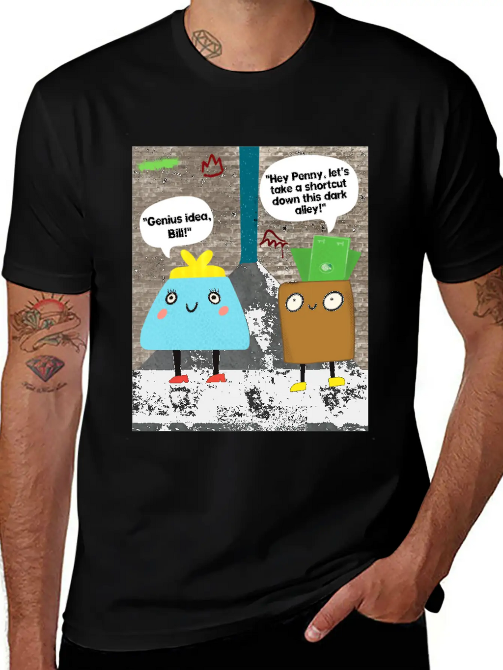 Money Jokes Street Style Humour Cartoon Classic Fit Graphic Tee For Daily Comfort – Unisex Cotton Shirt