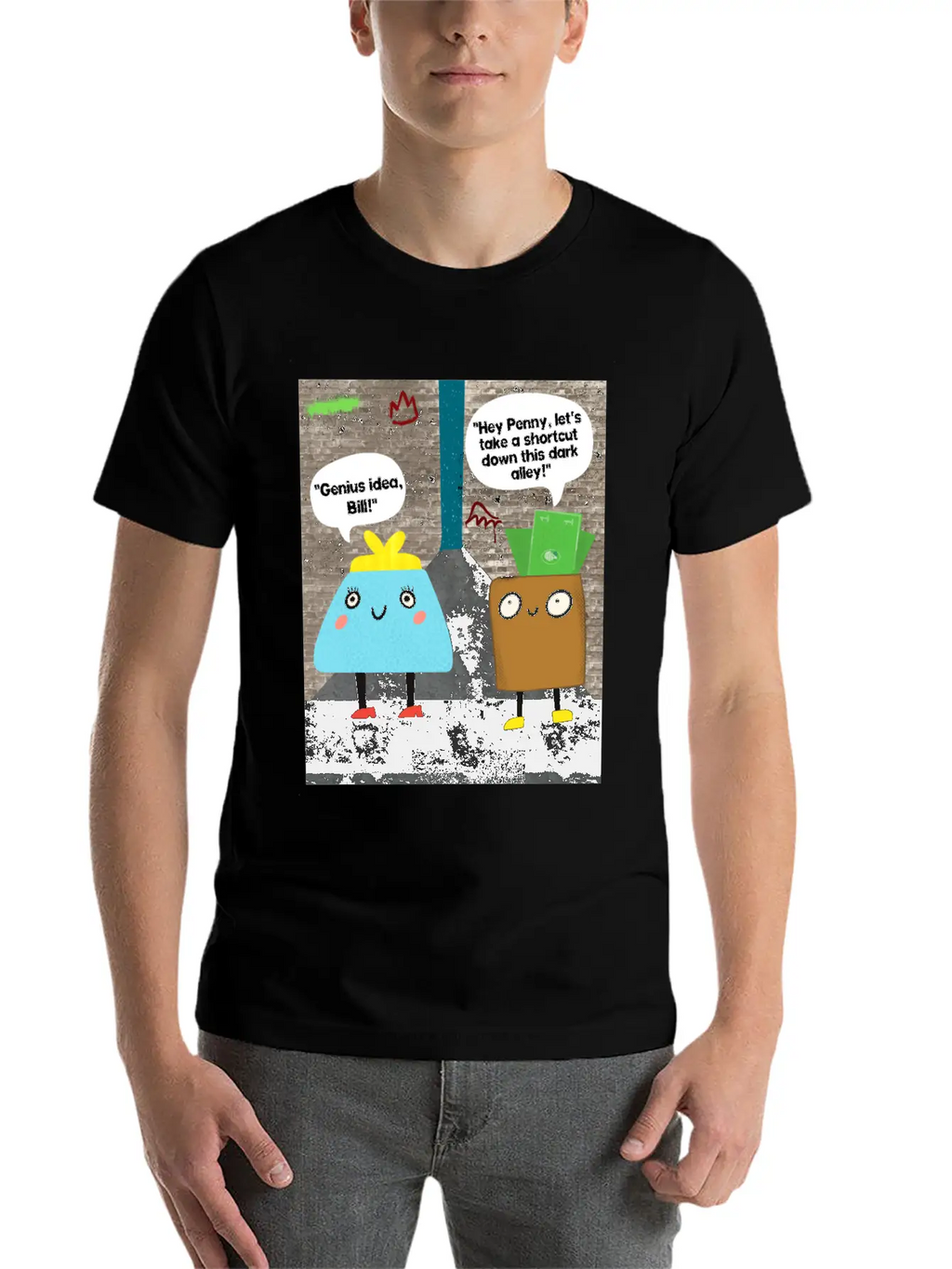 Money Jokes Street Style Humour Cartoon Classic Fit Graphic Tee For Daily Comfort – Unisex Cotton Shirt