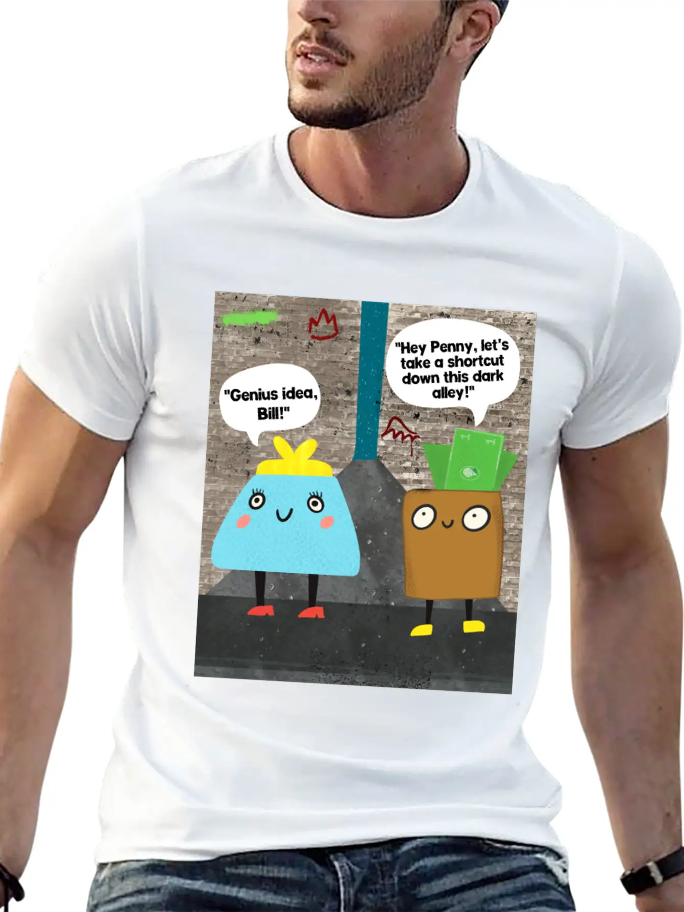 Money Jokes Street Style Humour Cartoon Classic Fit Graphic Tee For Daily Comfort – Unisex Cotton Shirt