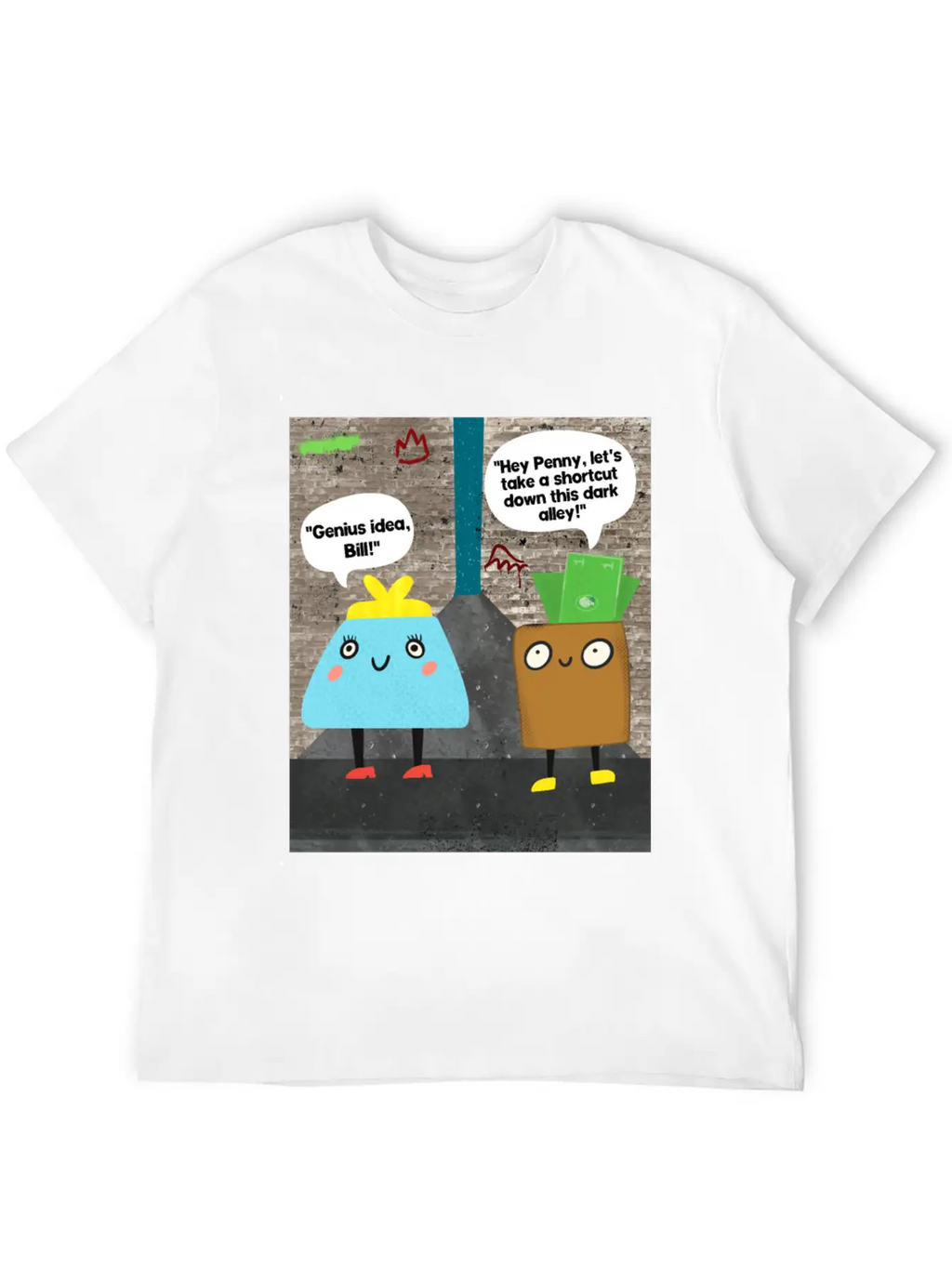 Money Jokes Street Style Humour Cartoon Classic Fit Graphic Tee For Daily Comfort – Unisex Cotton Shirt