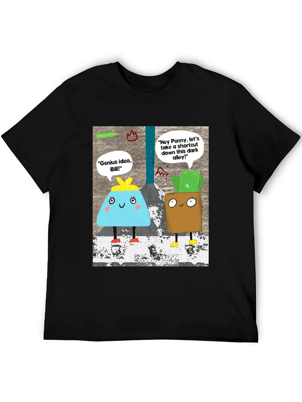 Money Jokes Street Style Humour Cartoon Classic Fit Graphic Tee For Daily Comfort – Unisex Cotton Shirt