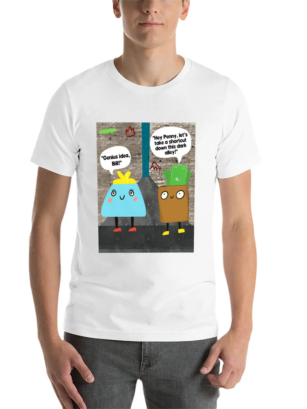 Money Jokes Street Style Humour Cartoon Classic Fit Graphic Tee For Daily Comfort – Unisex Cotton Shirt