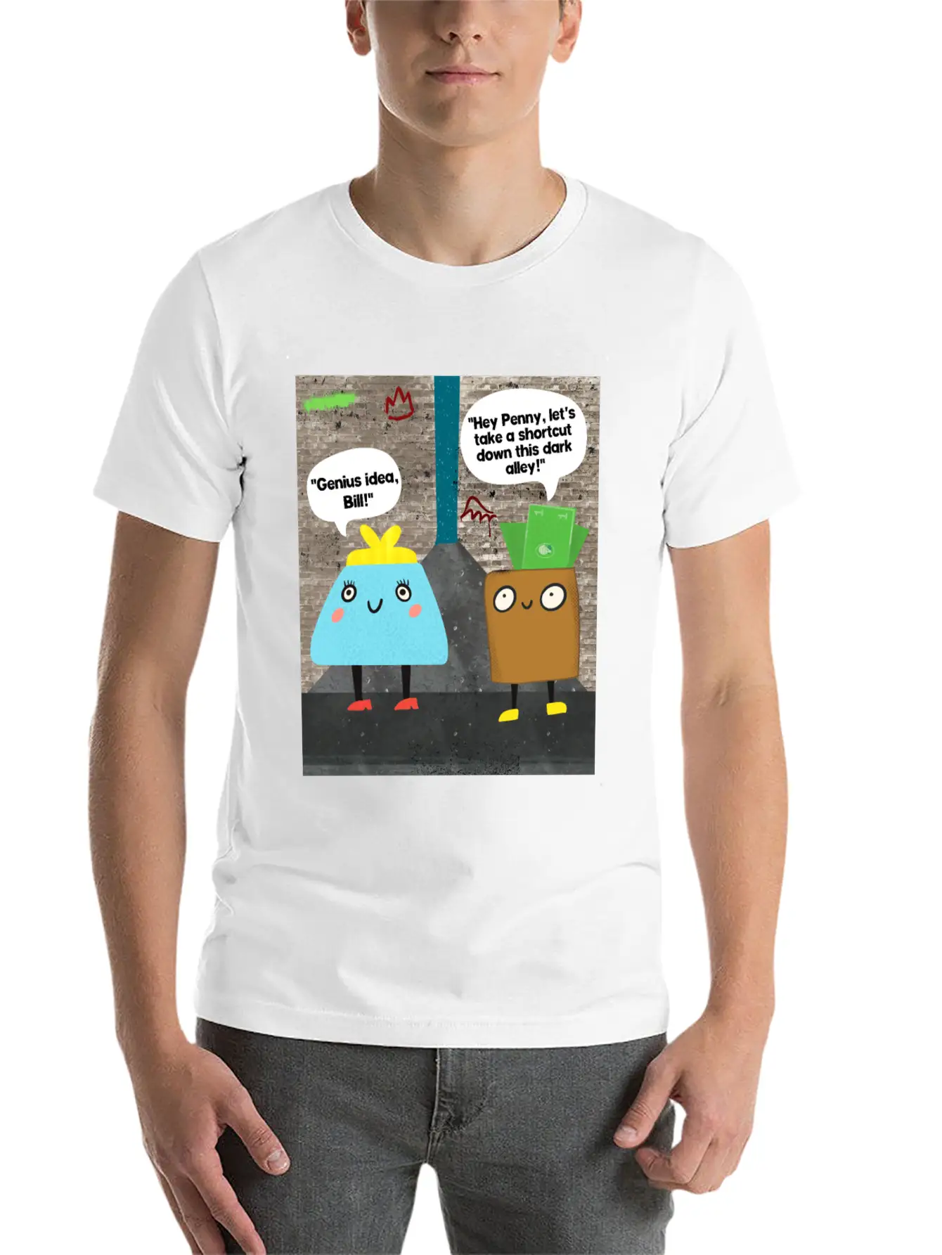 Money Jokes Street Style Humour Cartoon Classic Fit Graphic Tee For Daily Comfort – Unisex Cotton Shirt