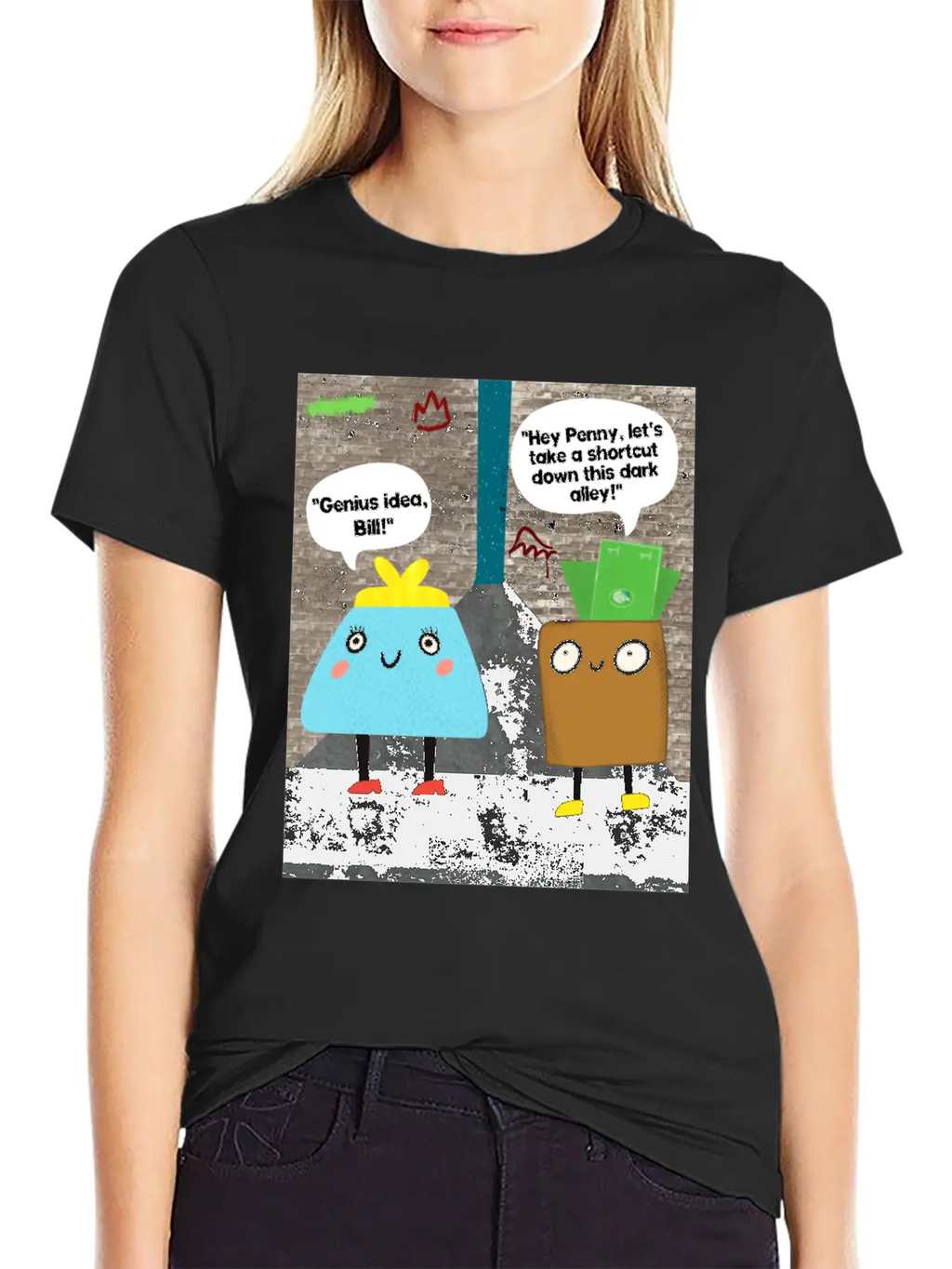 Money Jokes Street Style Humour Cartoon Classic Fit Graphic Tee For Daily Comfort – Unisex Cotton Shirt