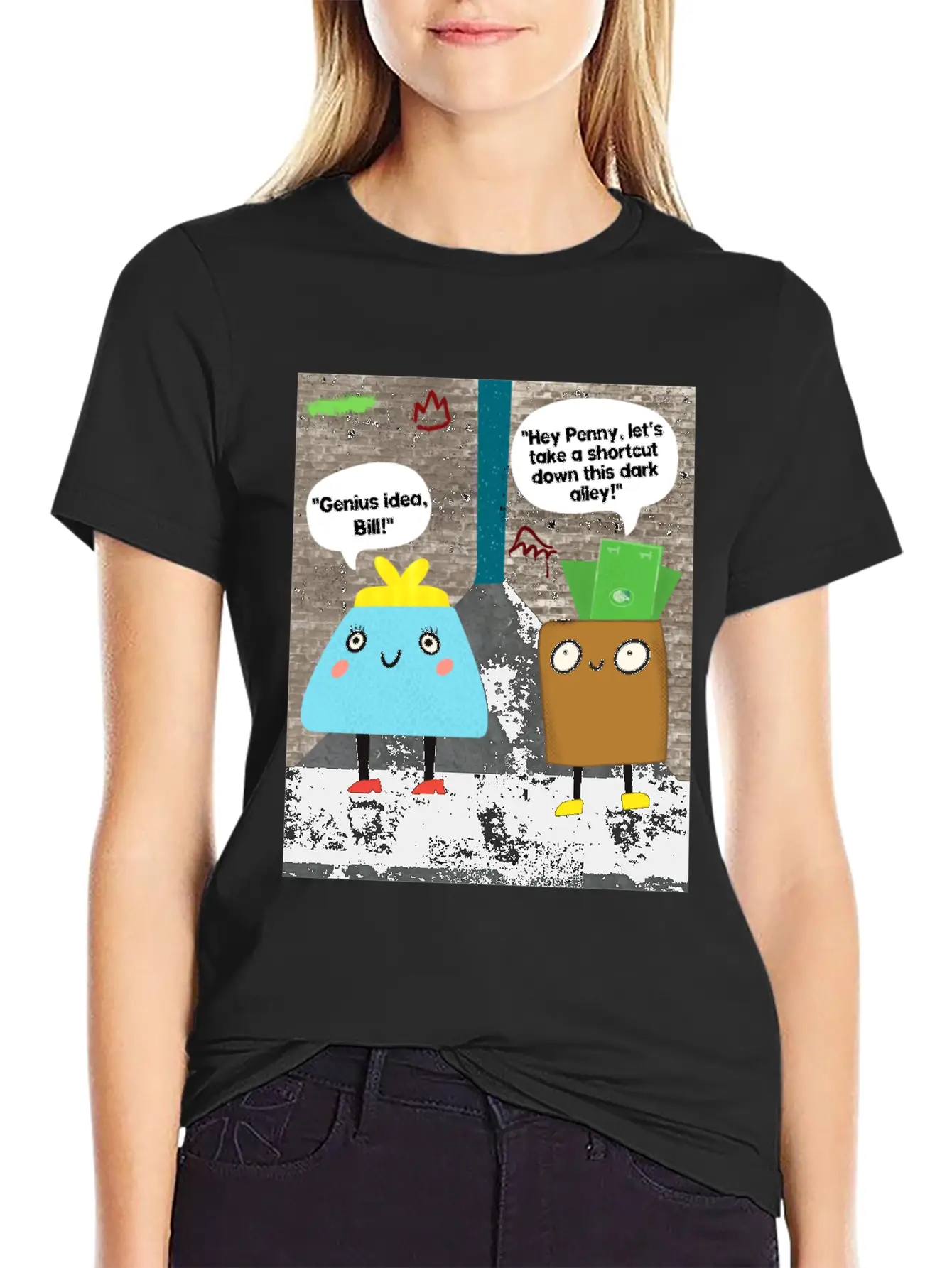 Money Jokes Street Style Humour Cartoon Classic Fit Graphic Tee For Daily Comfort – Unisex Cotton Shirt
