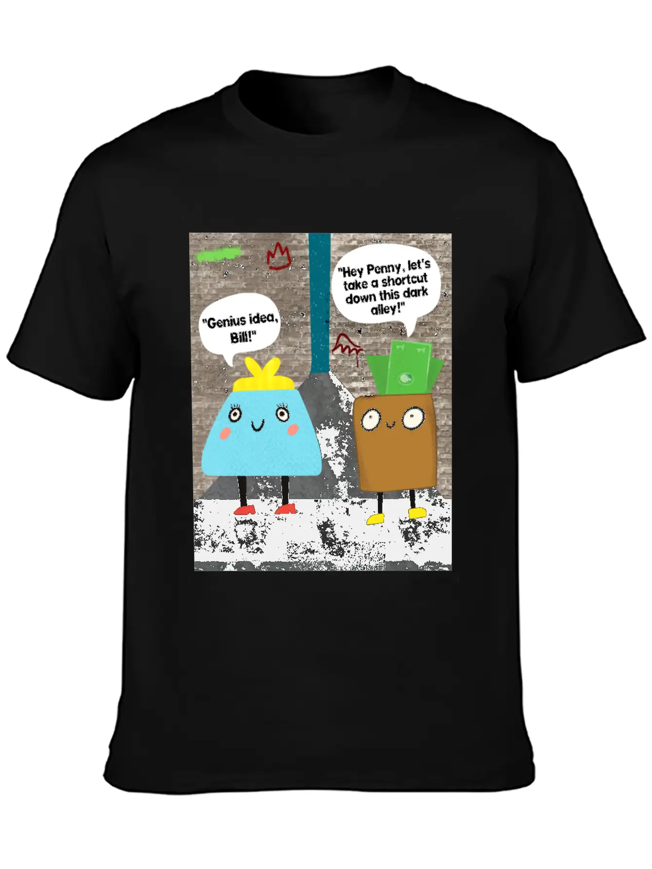 Money Jokes Street Style Humour Cartoon Classic Fit Graphic Tee For Daily Comfort – Unisex Cotton Shirt