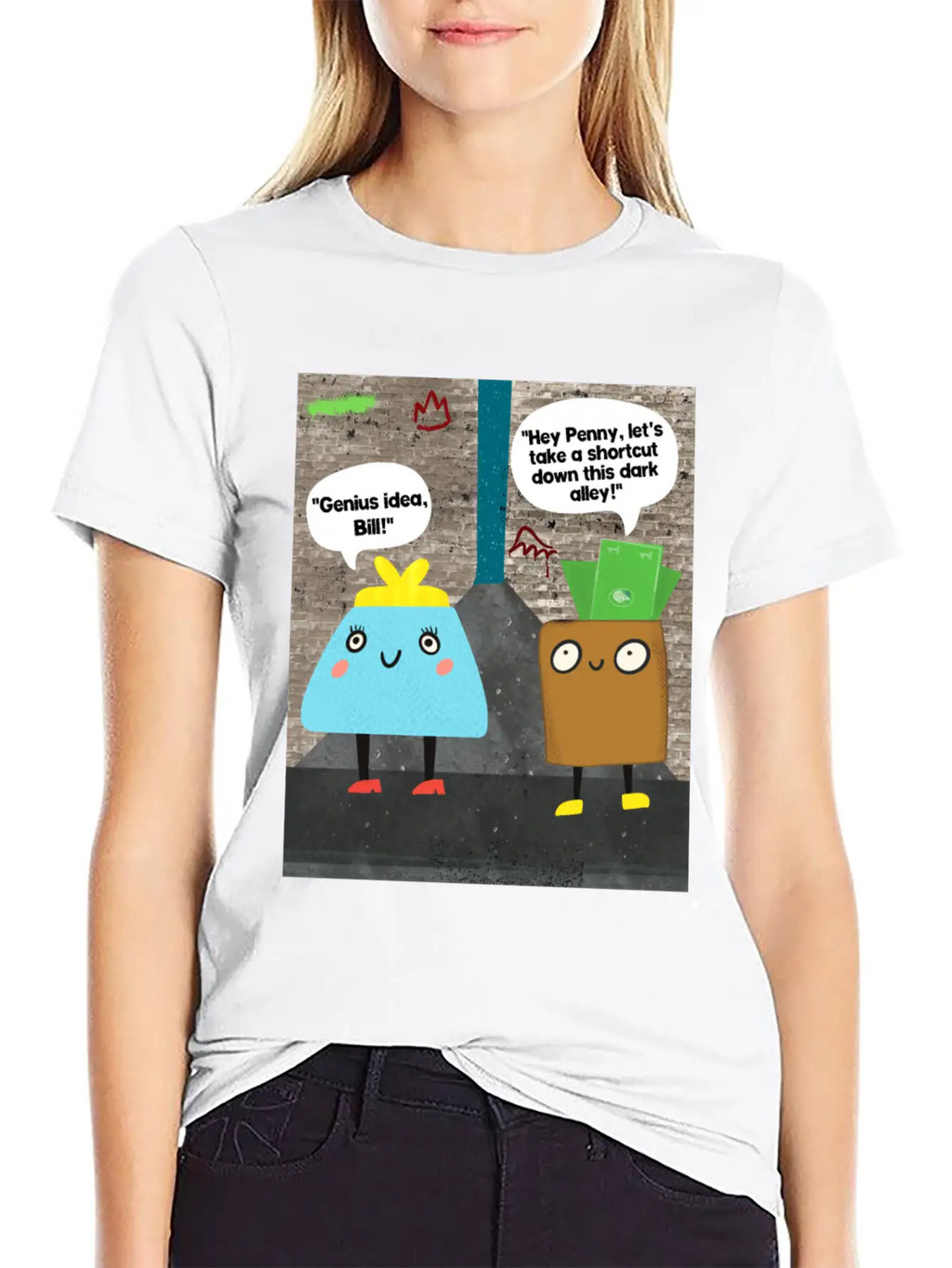 Money Jokes Street Style Humour Cartoon Classic Fit Graphic Tee For Daily Comfort – Unisex Cotton Shirt