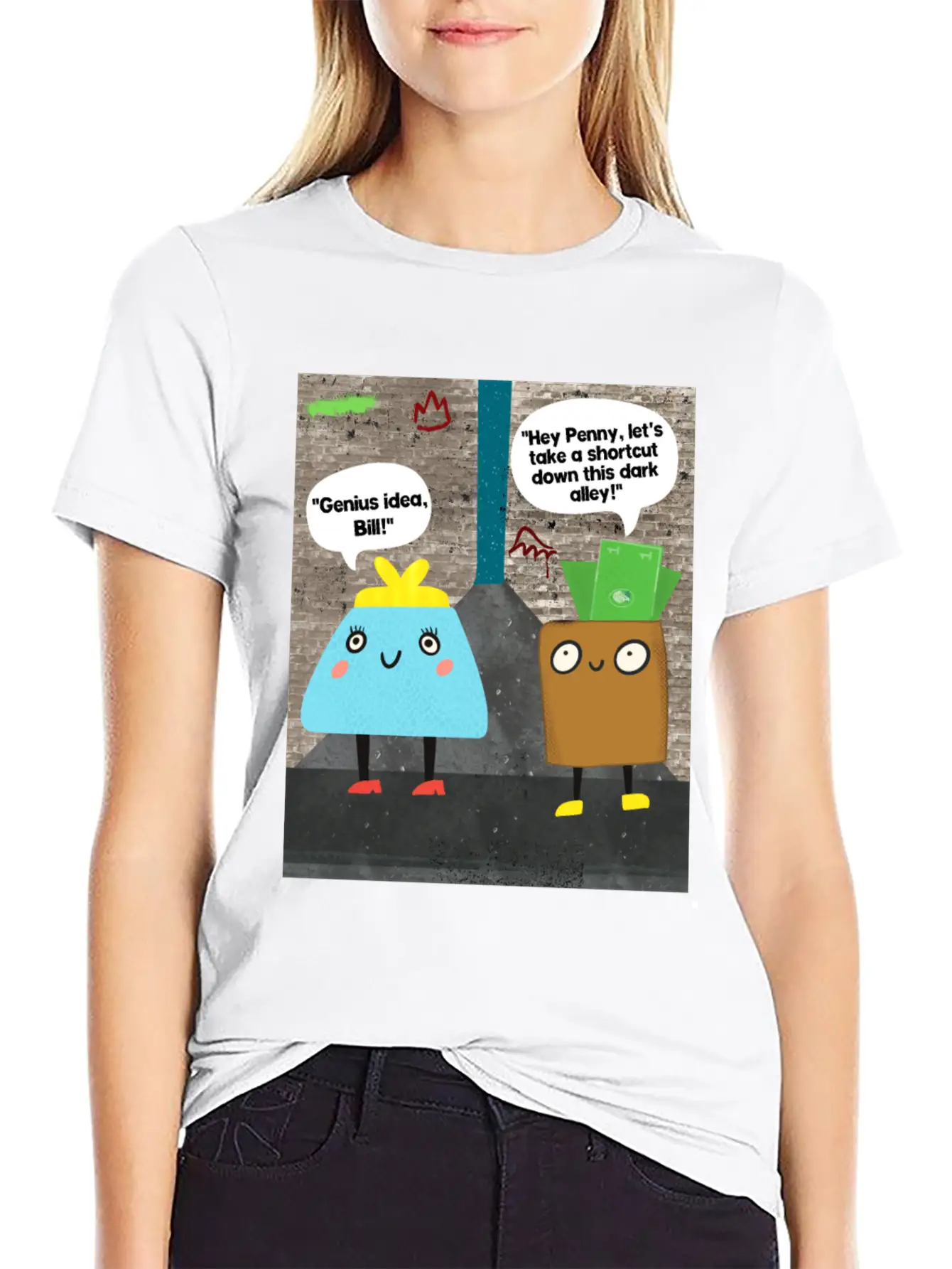 Money Jokes Street Style Humour Cartoon Classic Fit Graphic Tee For Daily Comfort – Unisex Cotton Shirt
