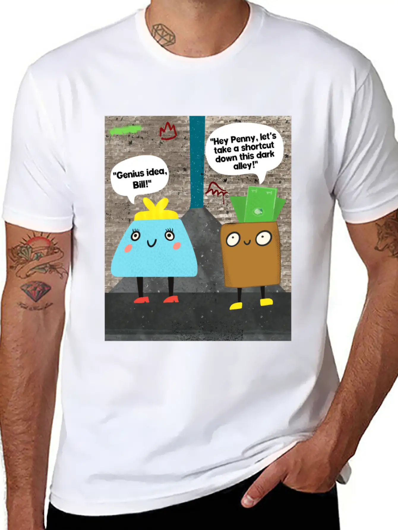 Money Jokes Street Style Humour Cartoon Classic Fit Graphic Tee For Daily Comfort – Unisex Cotton Shirt