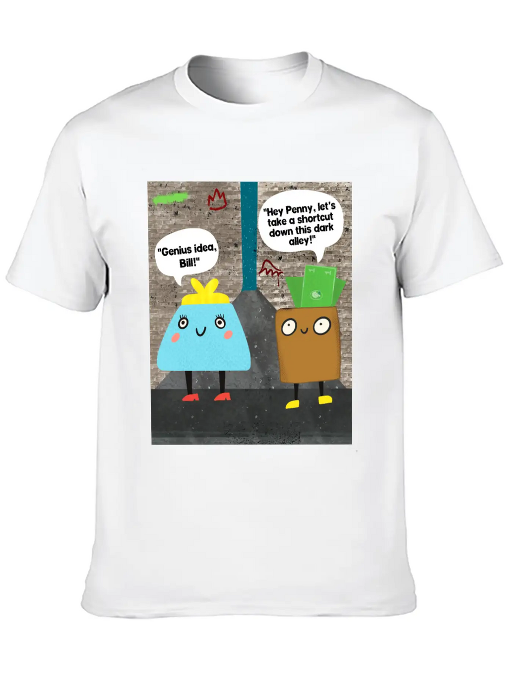Money Jokes Street Style Humour Cartoon Classic Fit Graphic Tee For Daily Comfort – Unisex Cotton Shirt