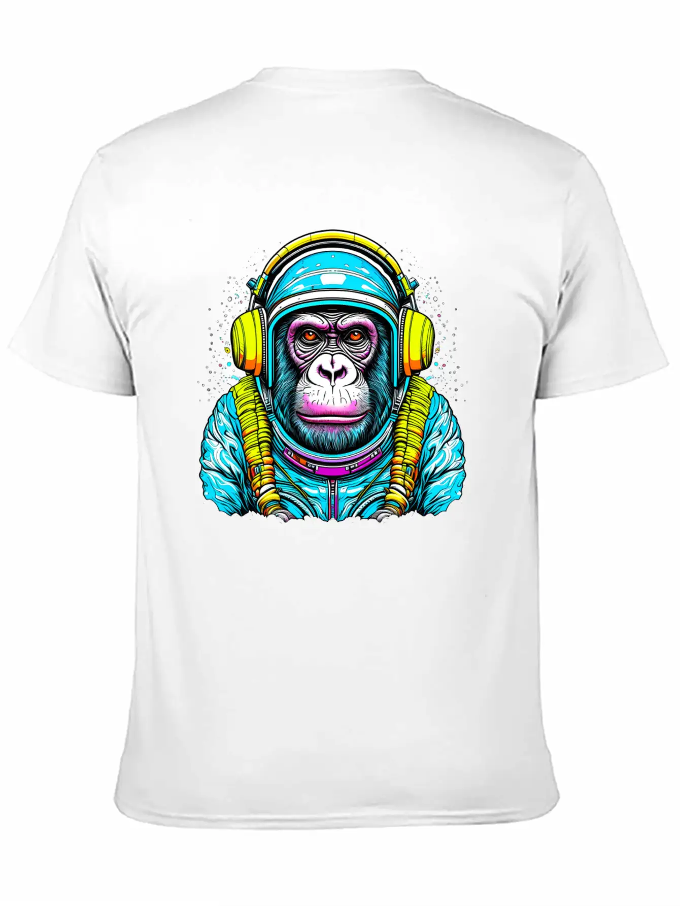 Monkey Wearing Headphones Unisex Short Sleeve Soft Cotton T-Shirt – Casual Everyday Wear