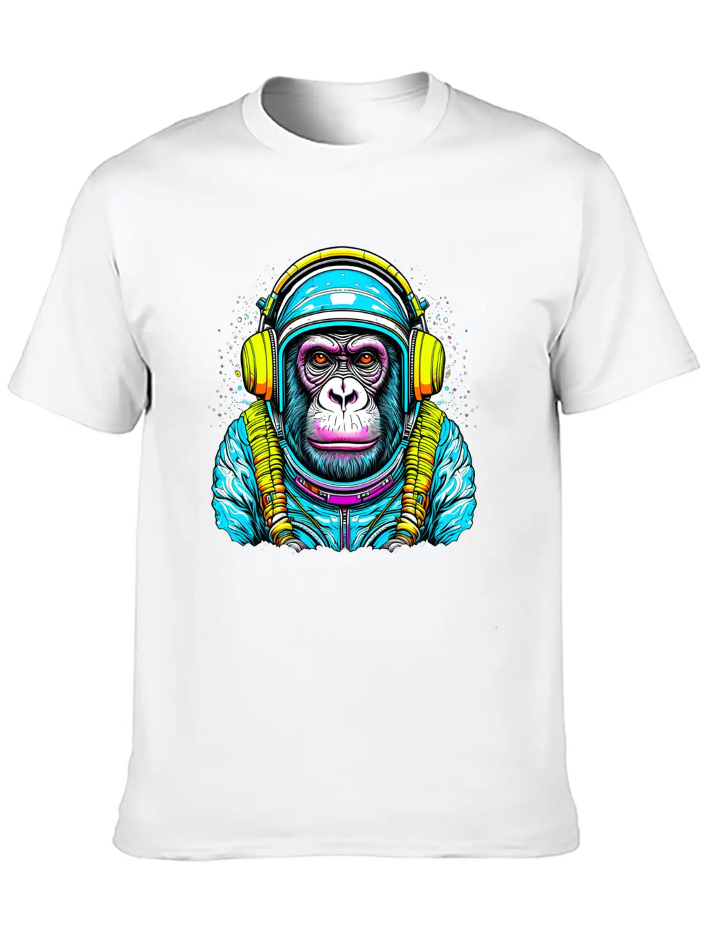 Monkey Wearing Headphones Unisex Short Sleeve Soft Cotton T-Shirt – Casual Everyday Wear