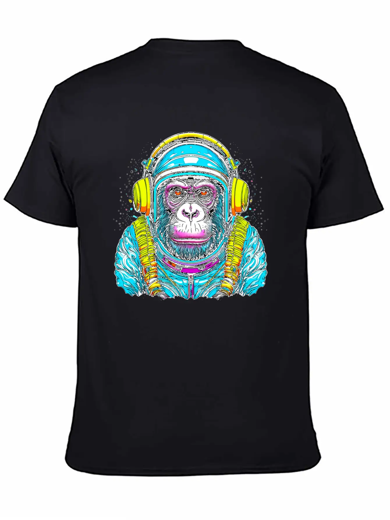 Monkey Wearing Headphones Unisex Short Sleeve Soft Cotton T-Shirt – Casual Everyday Wear