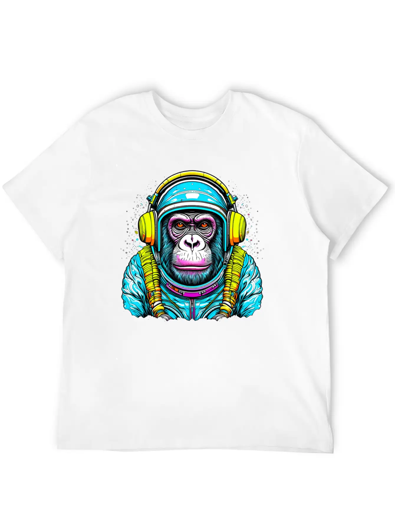 Monkey Wearing Headphones Unisex Short Sleeve Soft Cotton T-Shirt – Casual Everyday Wear