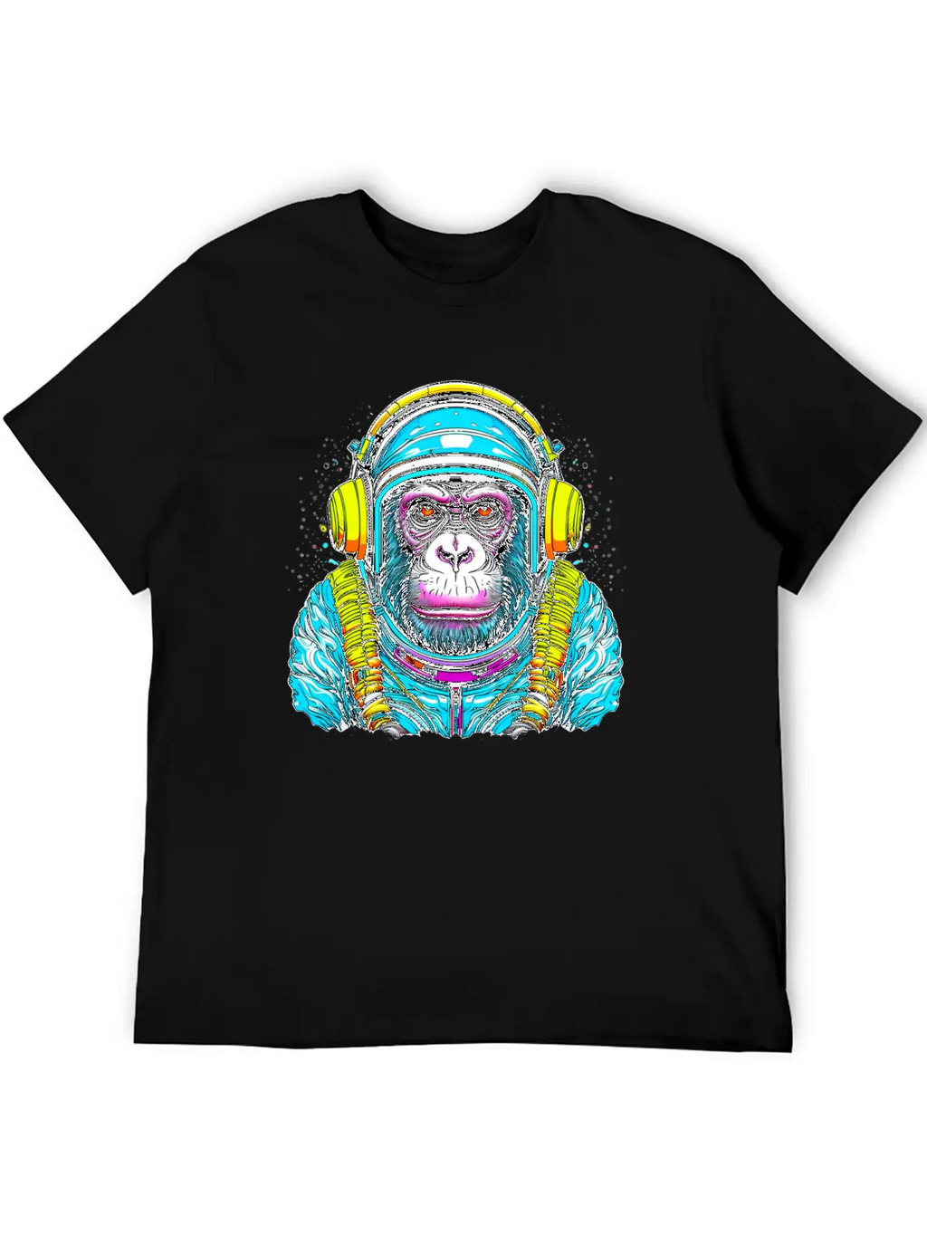 Monkey Wearing Headphones Unisex Short Sleeve Soft Cotton T-Shirt – Casual Everyday Wear