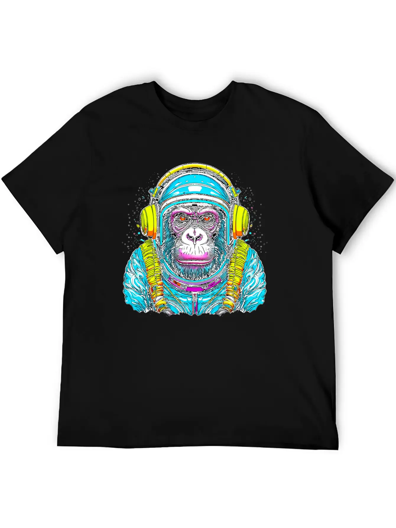 Monkey Wearing Headphones Unisex Short Sleeve Soft Cotton T-Shirt – Casual Everyday Wear