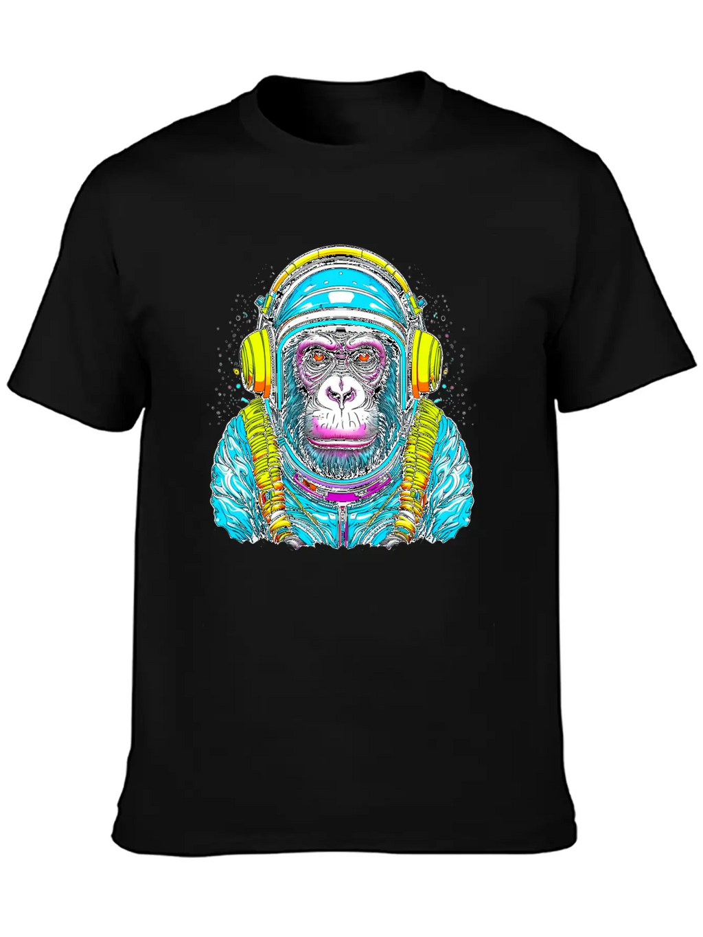 Monkey Wearing Headphones Unisex Short Sleeve Soft Cotton T-Shirt – Casual Everyday Wear