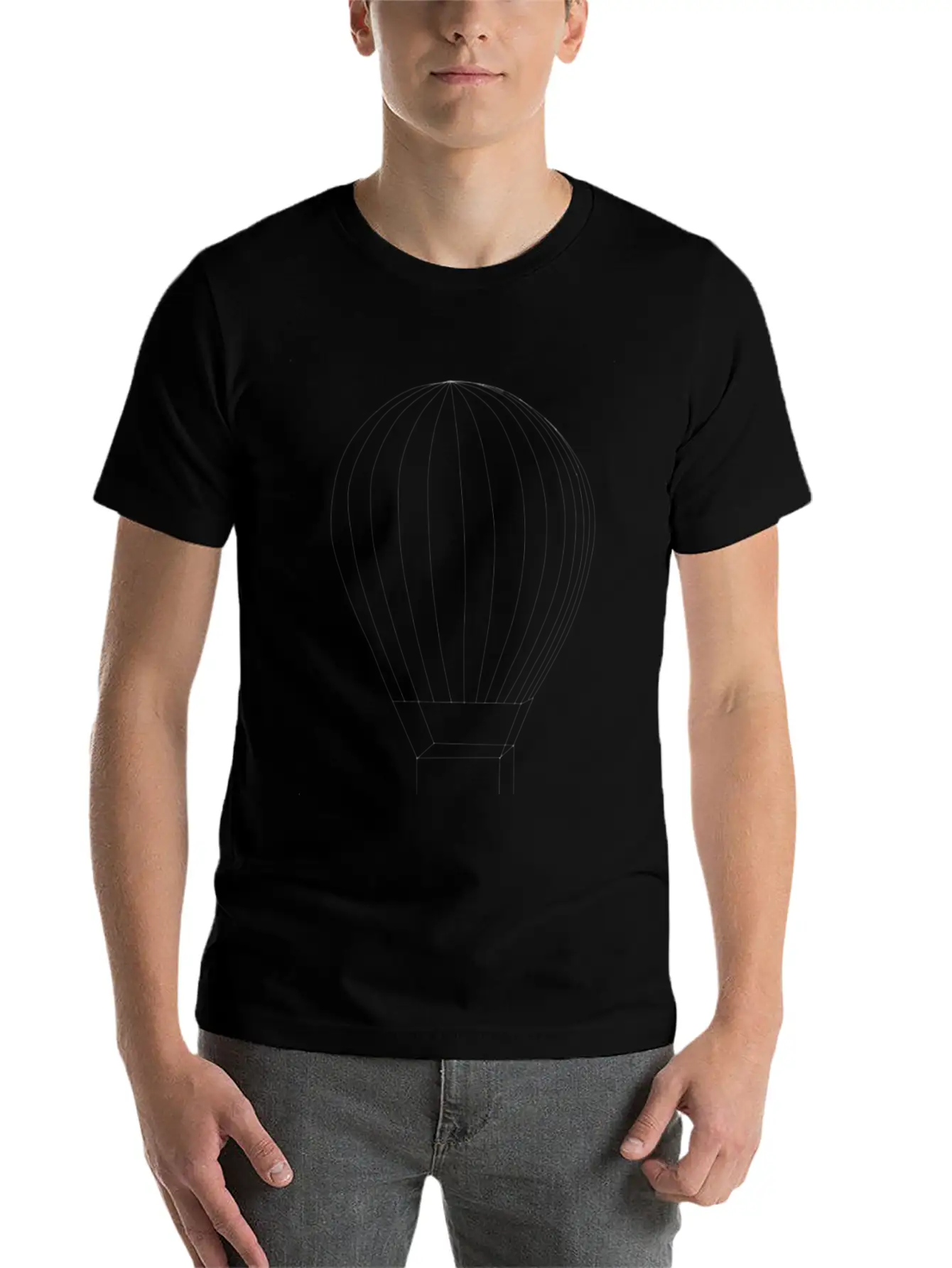Monochrome Air Balloon Unisex Casual T-Shirt – Clean Design For Daily Comfort