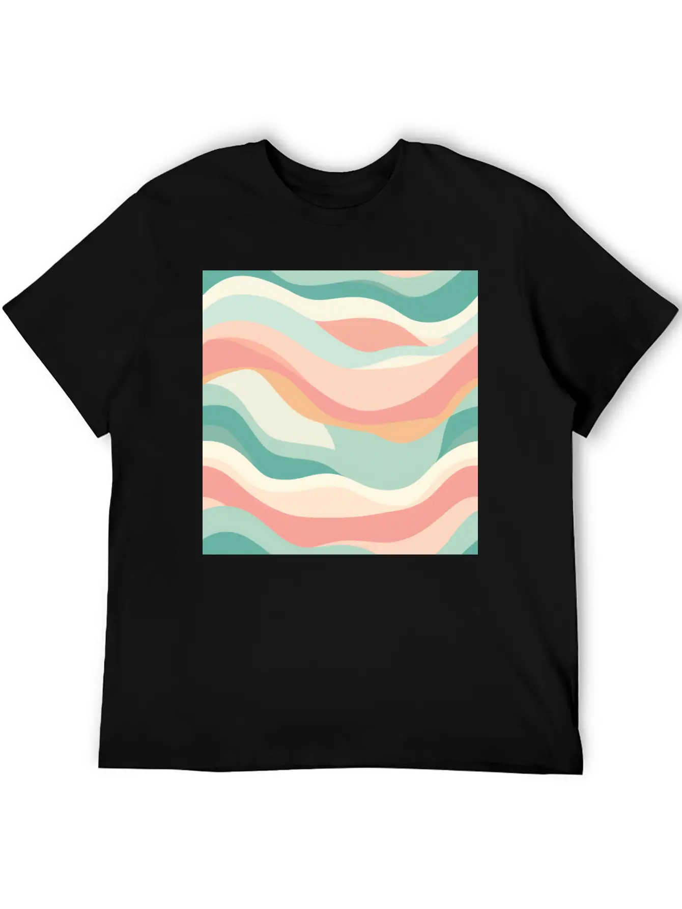 Monochrome Waves: Modern Abstract Ebb And Flow Unisex Casual T-Shirt – Clean Design For Daily Comfort