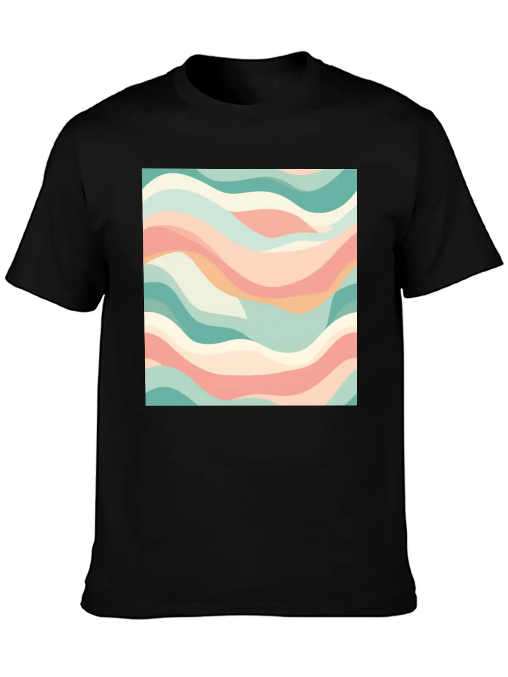 Monochrome Waves: Modern Abstract Ebb And Flow Unisex Casual T-Shirt – Clean Design For Daily Comfort