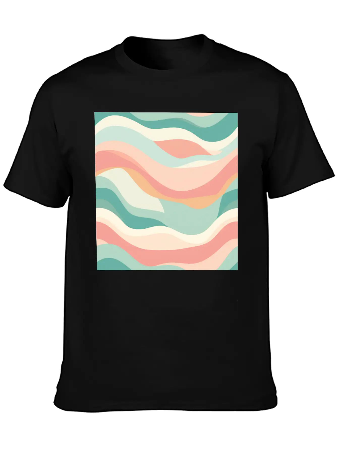 Monochrome Waves: Modern Abstract Ebb And Flow Unisex Casual T-Shirt – Clean Design For Daily Comfort