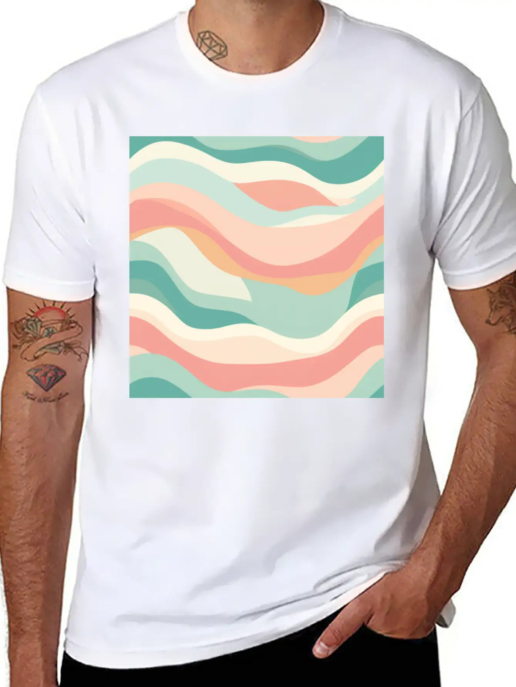 Monochrome Waves: Modern Abstract Ebb And Flow Unisex Casual T-Shirt – Clean Design For Daily Comfort