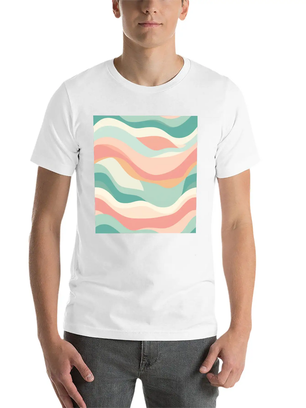 Monochrome Waves: Modern Abstract Ebb And Flow Unisex Casual T-Shirt – Clean Design For Daily Comfort