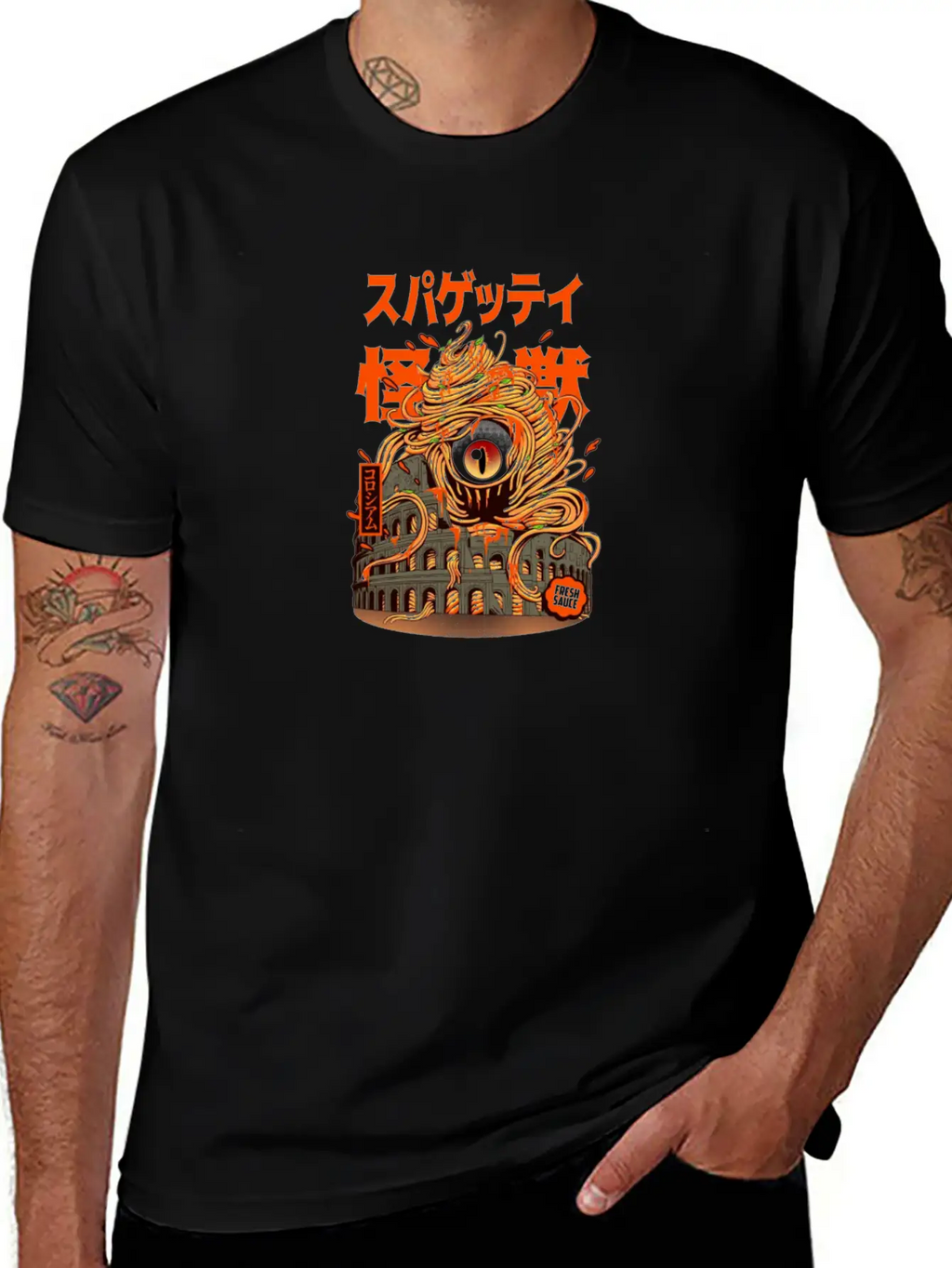 Monster, Spaghetti, Pastafarian, Flying Spa Unisex Short Sleeve Soft Cotton T-Shirt – Casual Everyday Wear