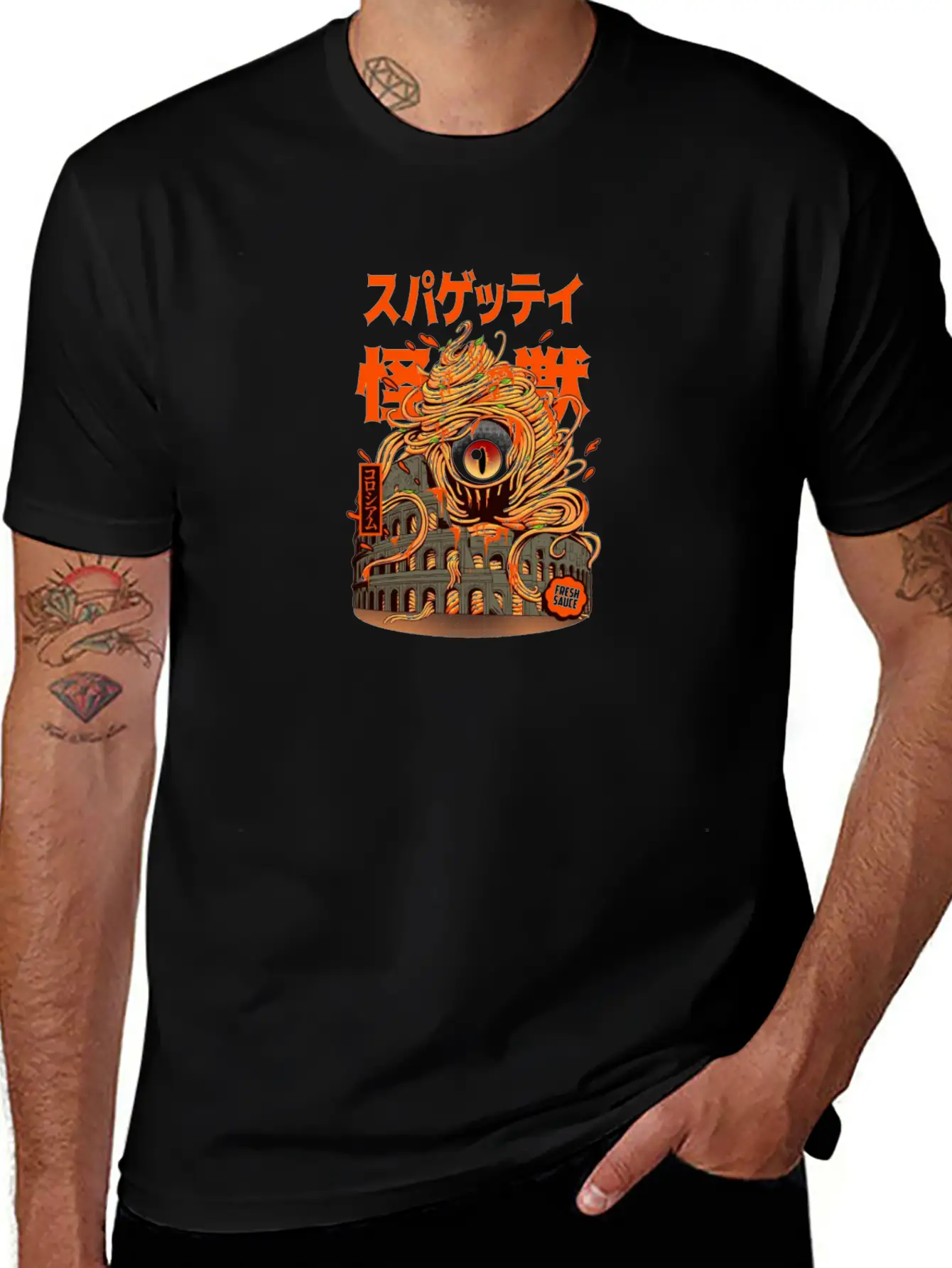 Monster, Spaghetti, Pastafarian, Flying Spa Unisex Short Sleeve Soft Cotton T-Shirt – Casual Everyday Wear