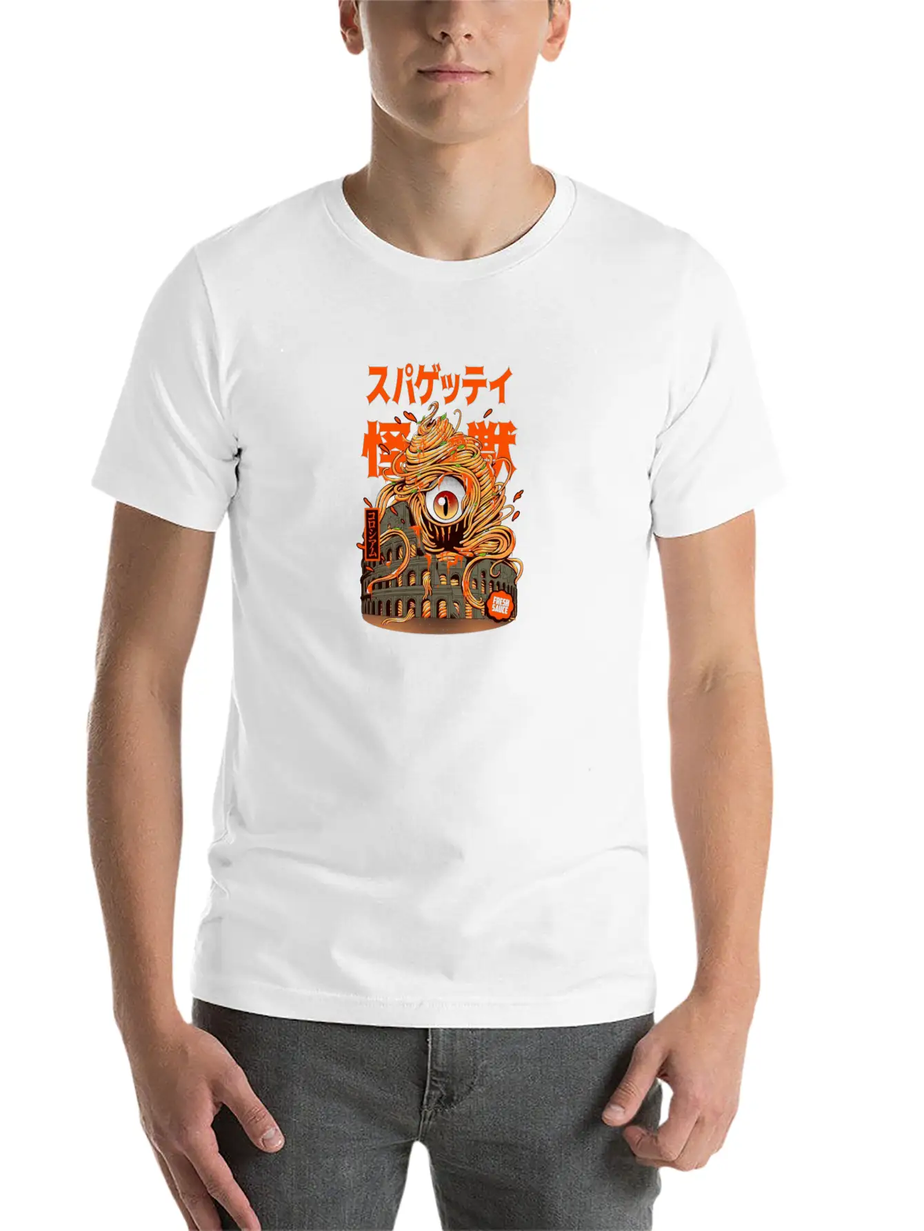 Monster, Spaghetti, Pastafarian, Flying Spa Unisex Short Sleeve Soft Cotton T-Shirt – Casual Everyday Wear